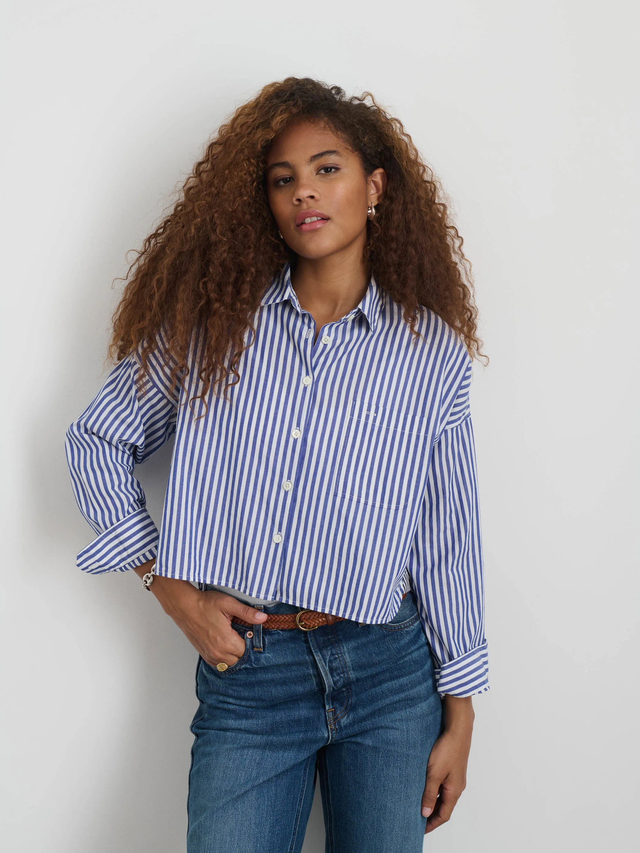 Cropped Striped Jo Shirt in Cotton sold by Alex Mill product image thumbnail 3