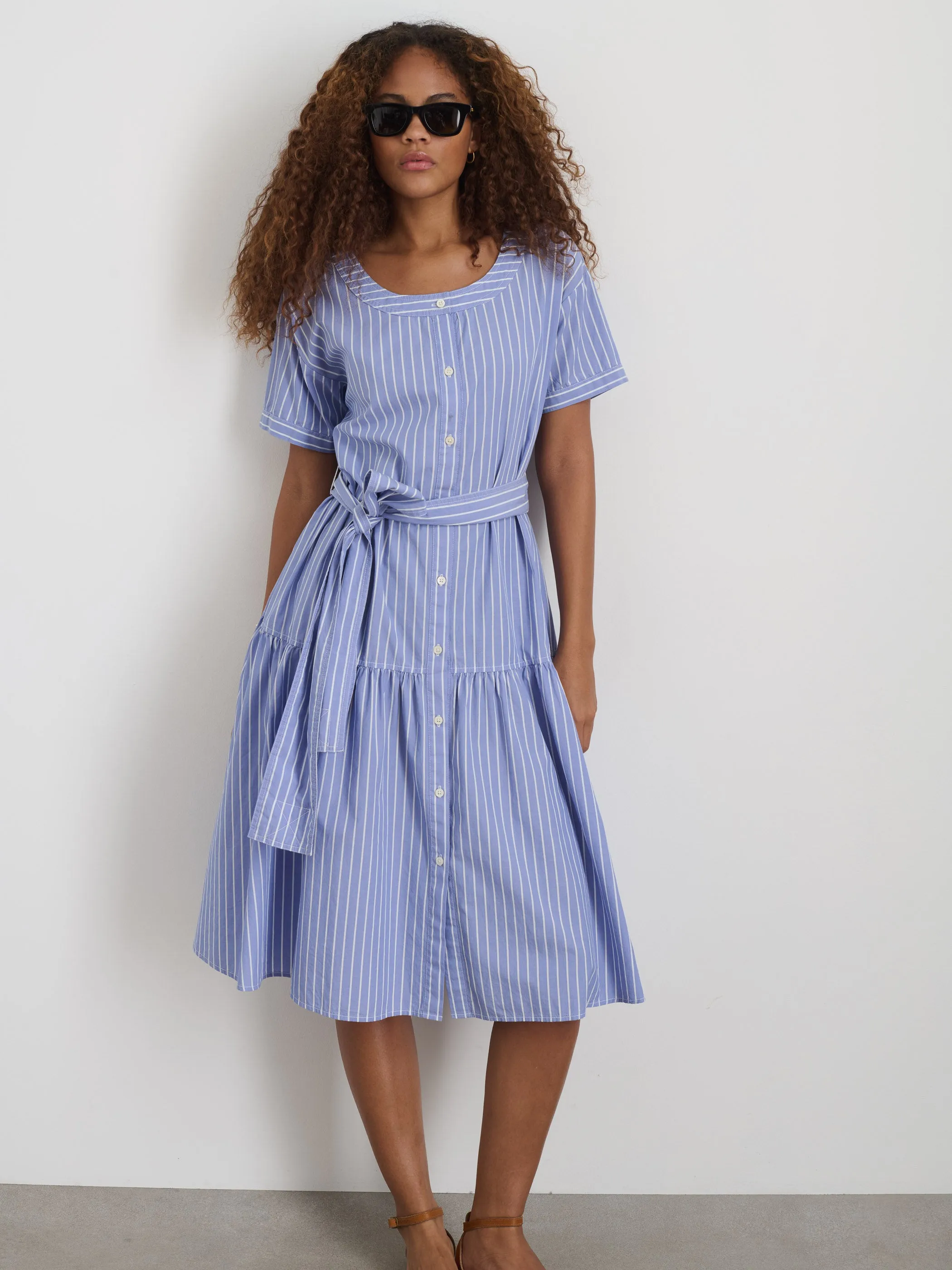 Josie Stripe Dress in Cotton Poplin sold by Alex Mill product image thumbnail 3