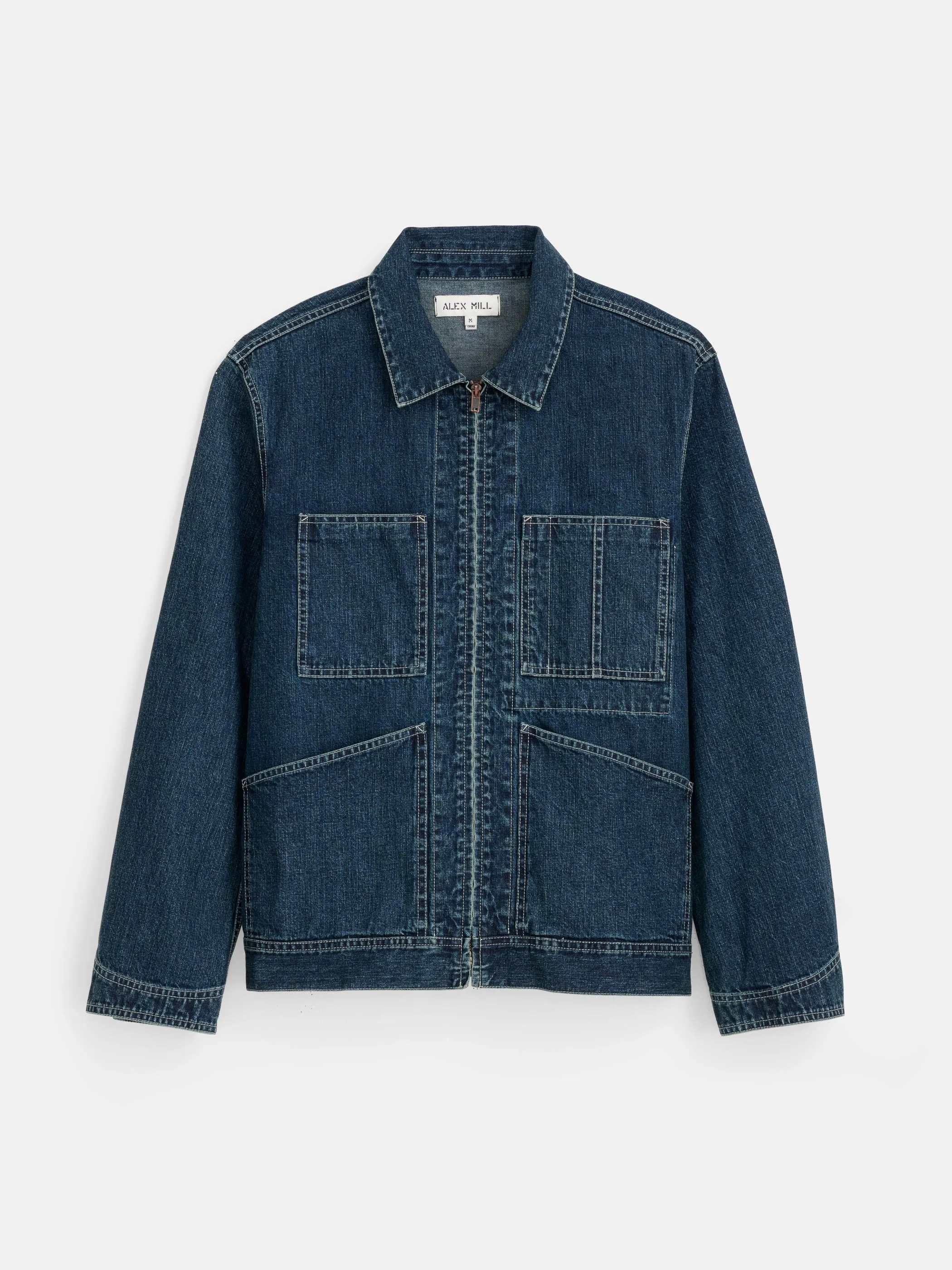 Zip Work Jacket in Lightweight Japanese Denim sold by Alex Mill