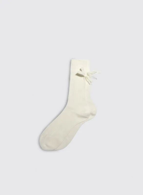 Maria La Rosa Cotton Ribbed Velvet Bow Socks sold by Alex Mill