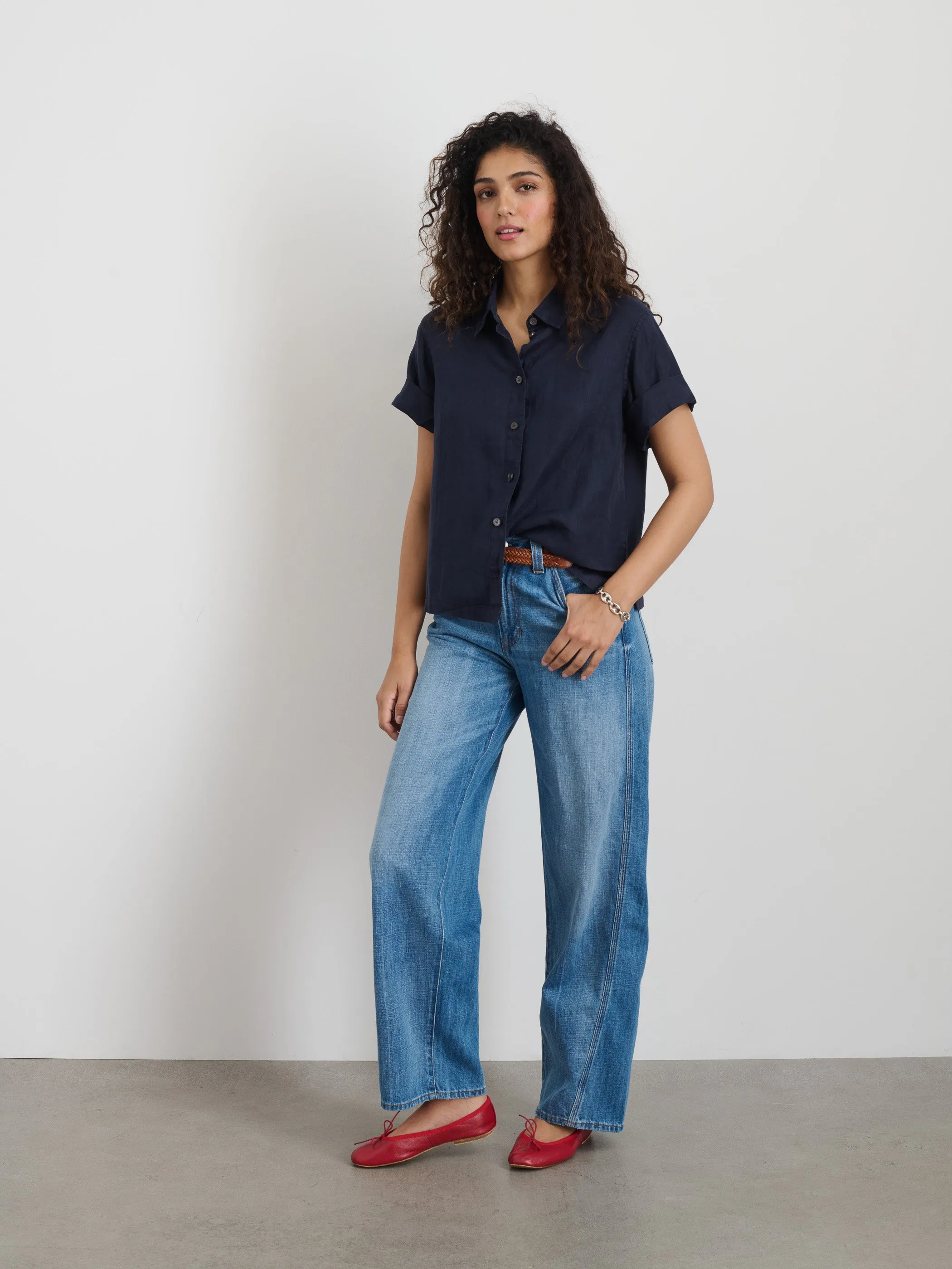 Maddie Shirt In Linen sold by Alex Mill product image thumbnail 3