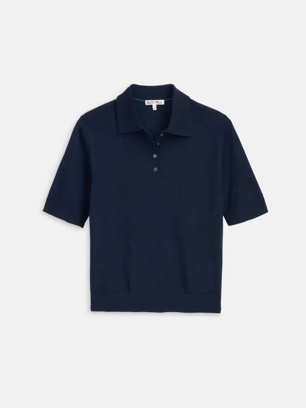 Ava Short Sleeve Polo in Extrafine Merino Wool sold by Alex Mill