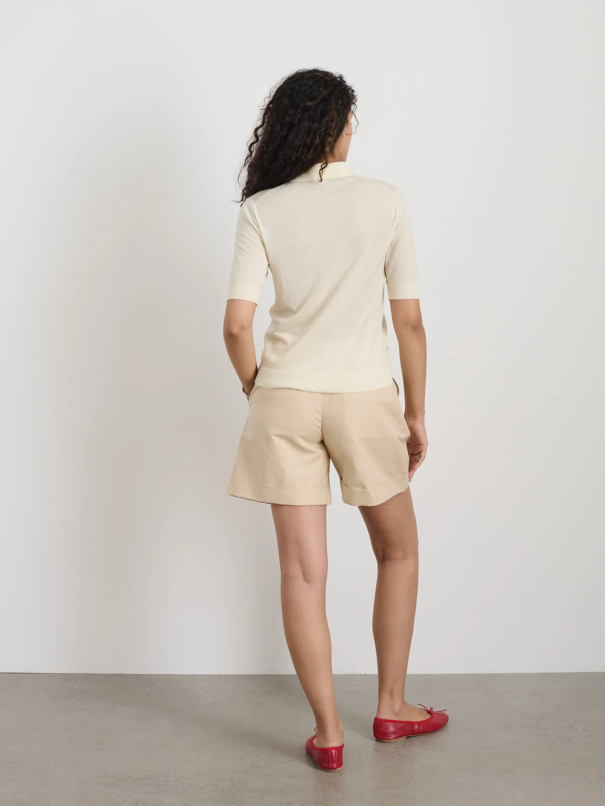 Ava Short Sleeve Polo in Extrafine Merino Wool sold by Alex Mill product image thumbnail 5