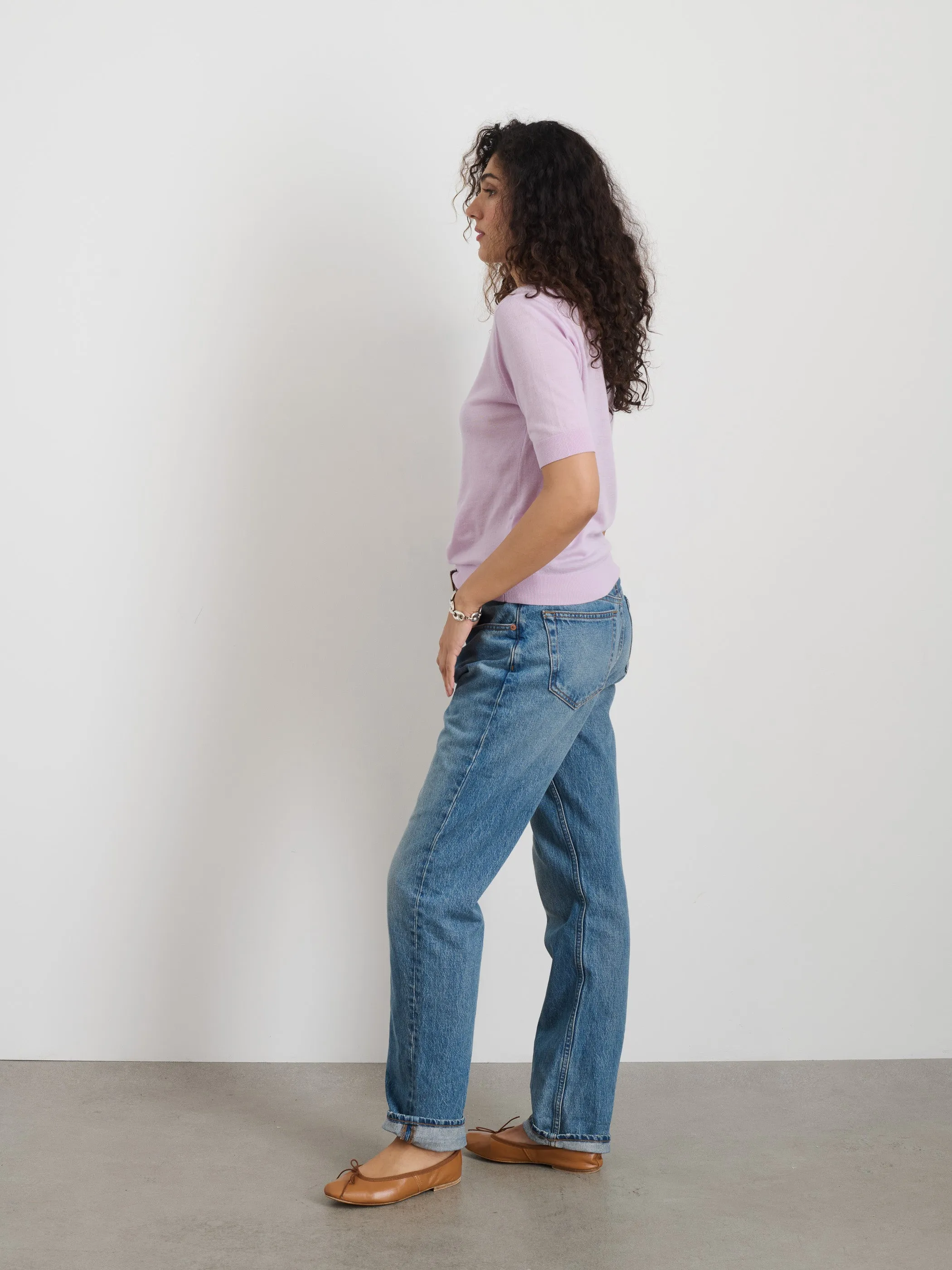 Ava Short Sleeve Polo in Extrafine Merino Wool sold by Alex Mill product image thumbnail 4