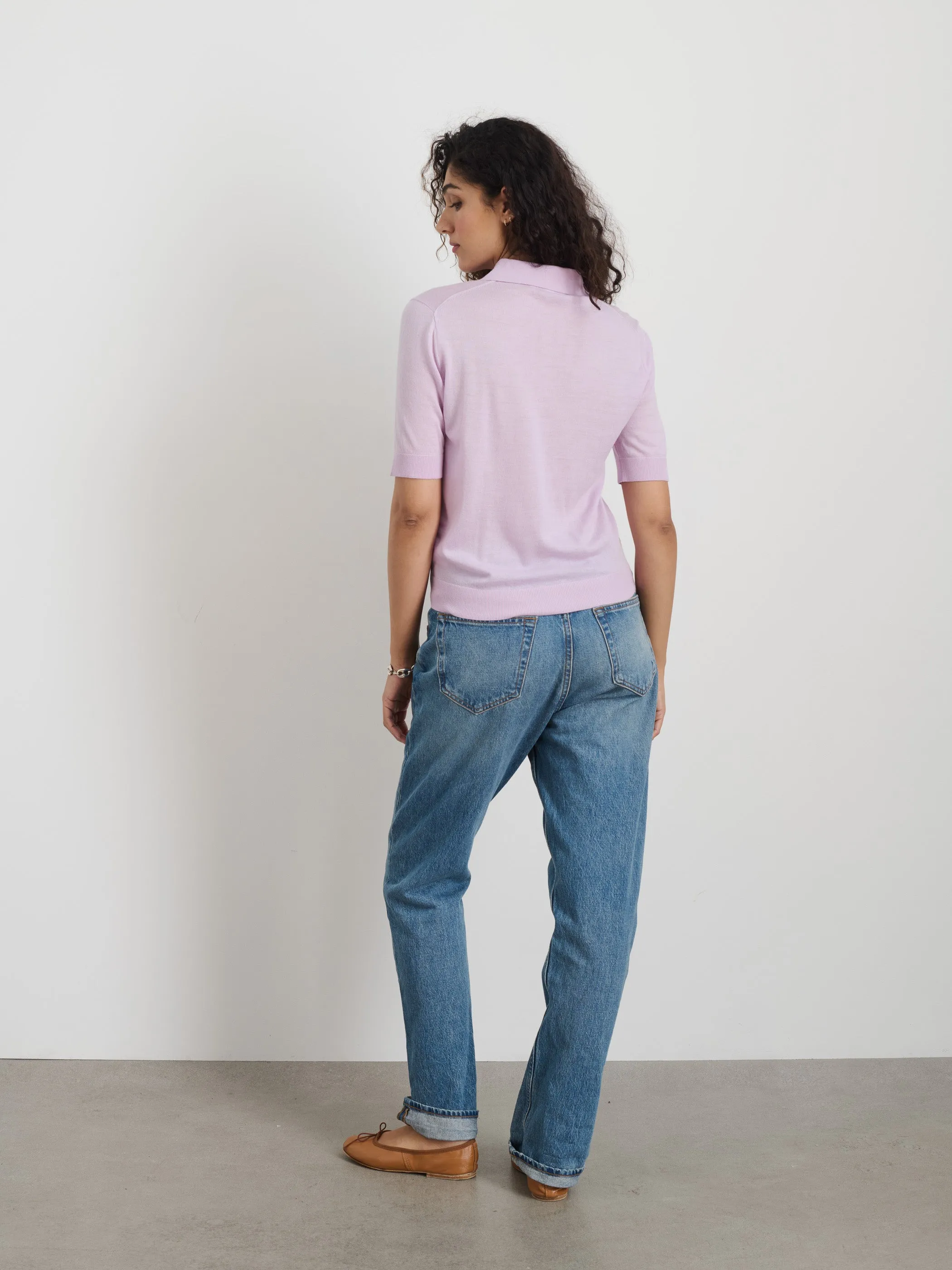 Ava Short Sleeve Polo in Extrafine Merino Wool sold by Alex Mill product image thumbnail 5