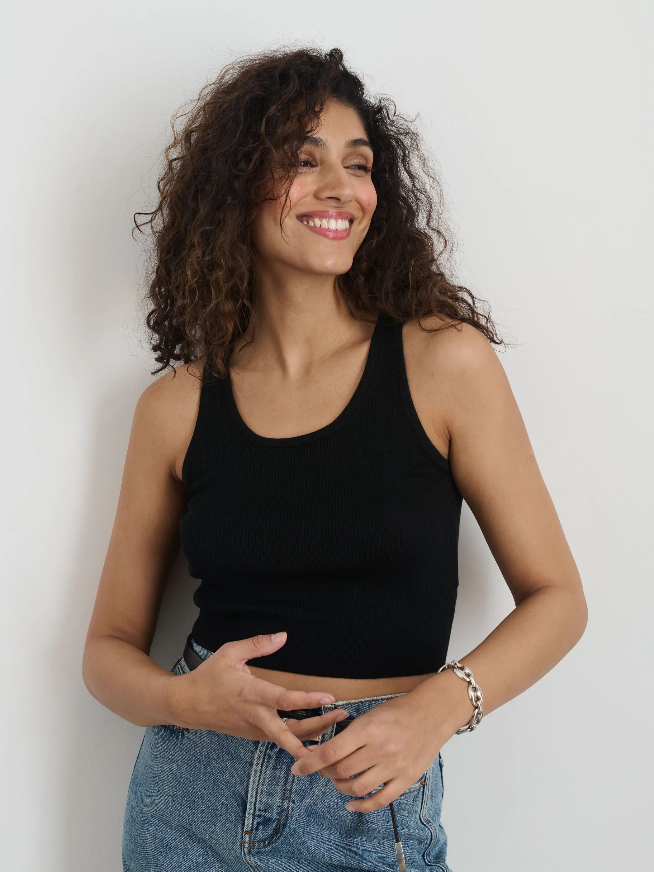 Ava Cropped Tank in Extrafine Merino Wool sold by Alex Mill product image thumbnail 2