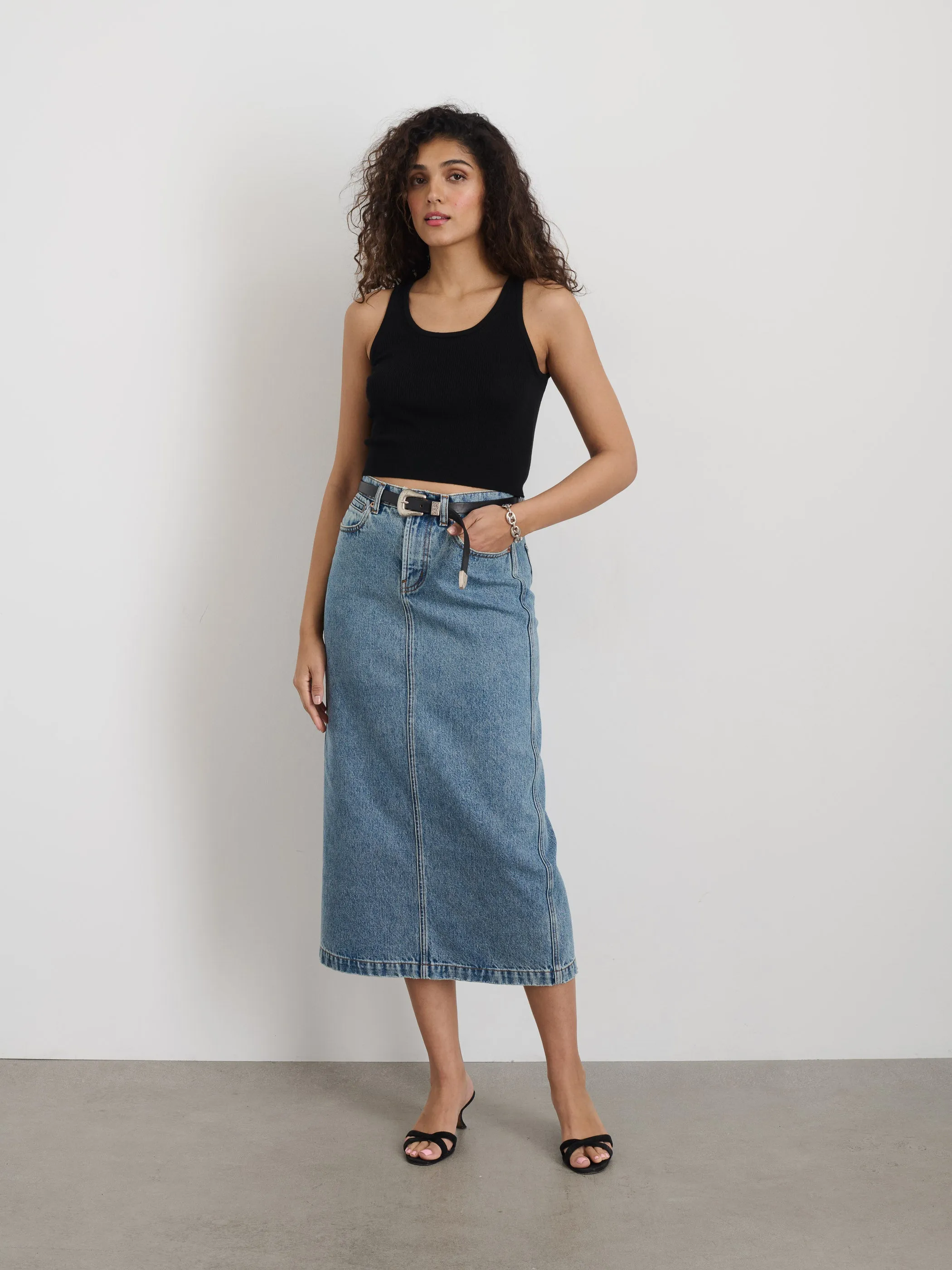 Ava Cropped Tank in Extrafine Merino Wool sold by Alex Mill product image thumbnail 3