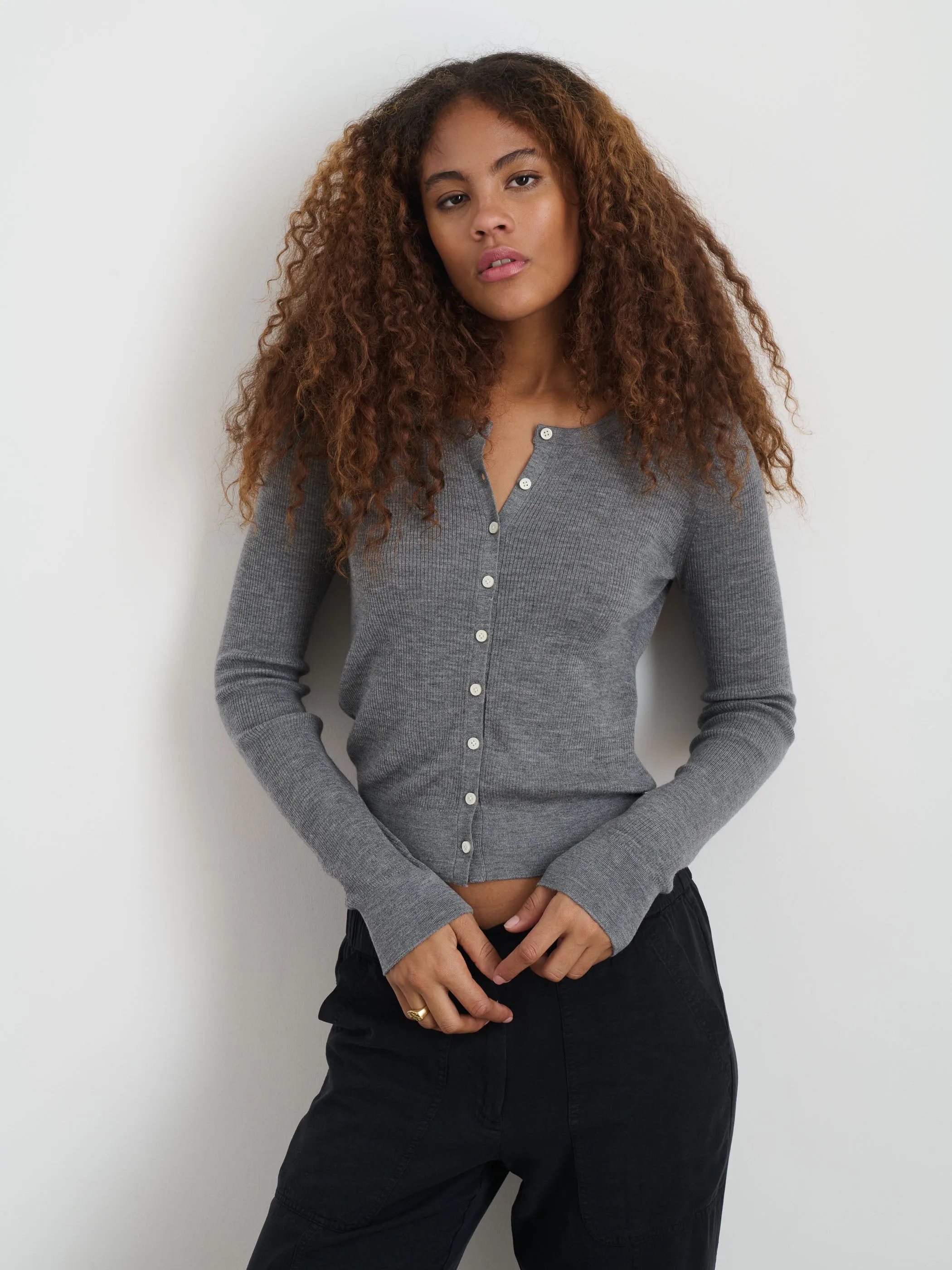 Ava Cardigan in Extrafine Merino Wool sold by Alex Mill product image thumbnail 2