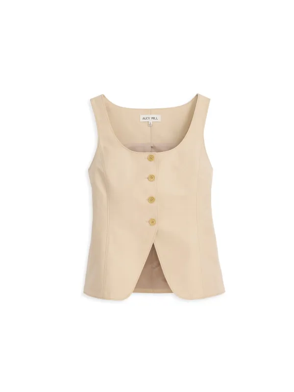 Soho Scoop Vest In Linen Cotton sold by Alex Mill
