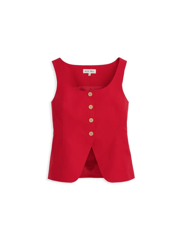 Soho Scoop Vest In Linen Cotton sold by Alex Mill