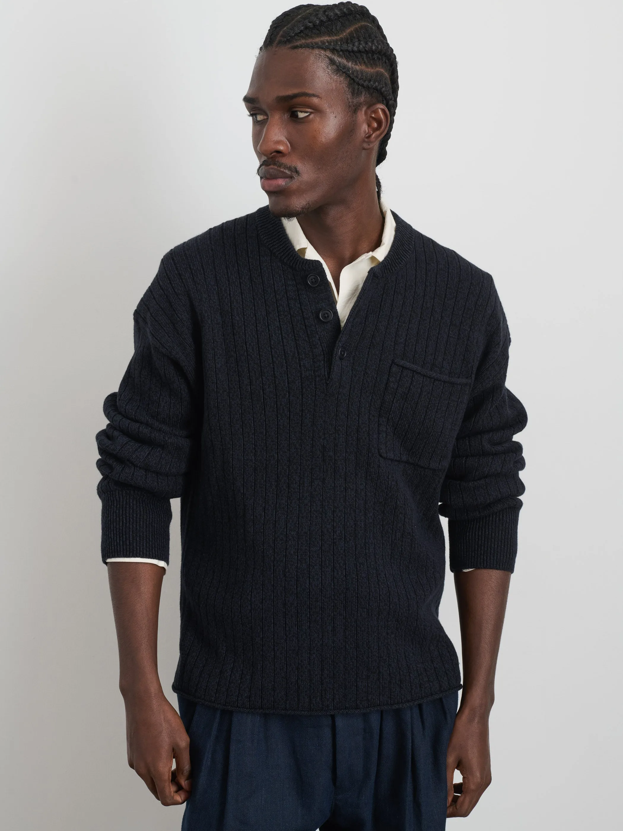 Sawyer Ribbed Henley Sweater sold by Alex Mill product image thumbnail 2