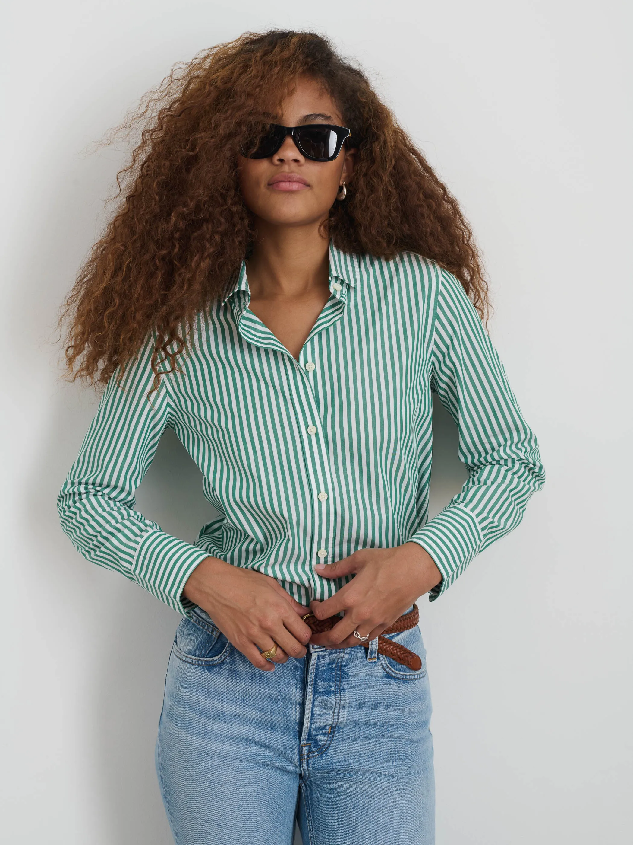 Val Shirt in Striped Poplin sold by Alex Mill product image thumbnail 3