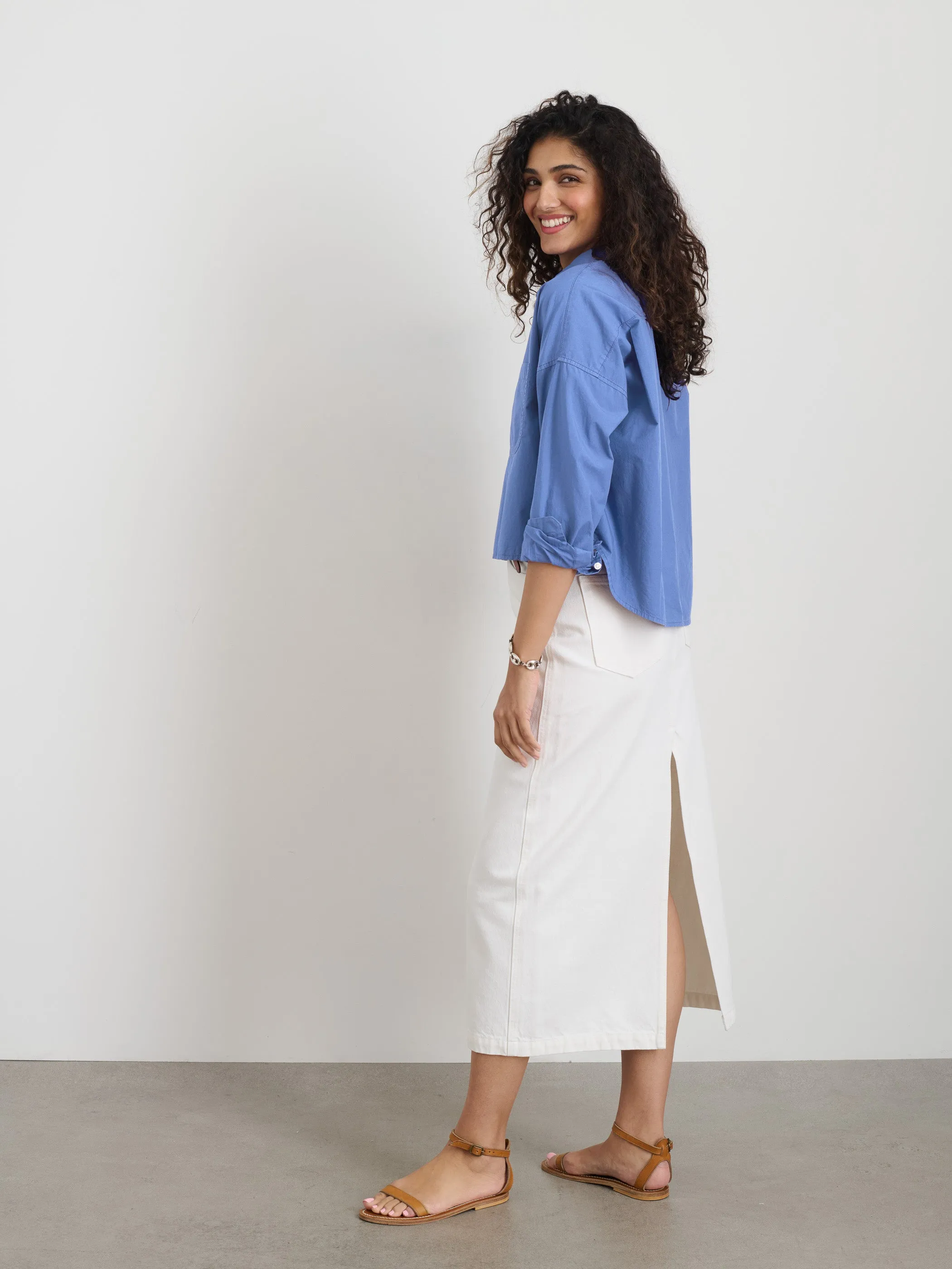 Cropped Jo Shirt in Cotton Voile sold by Alex Mill product image thumbnail 3