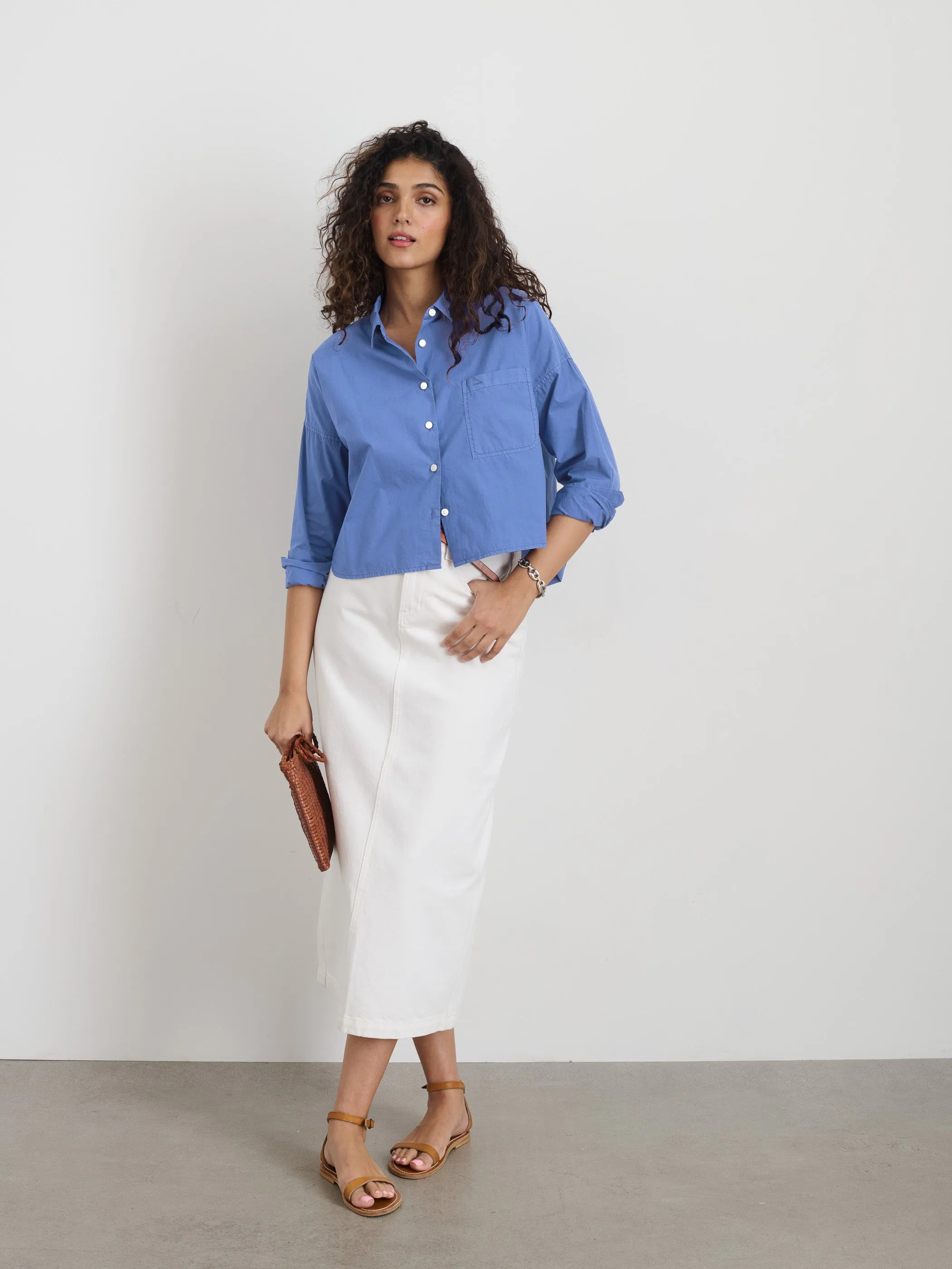 Cropped Jo Shirt in Cotton Voile sold by Alex Mill product image thumbnail 2