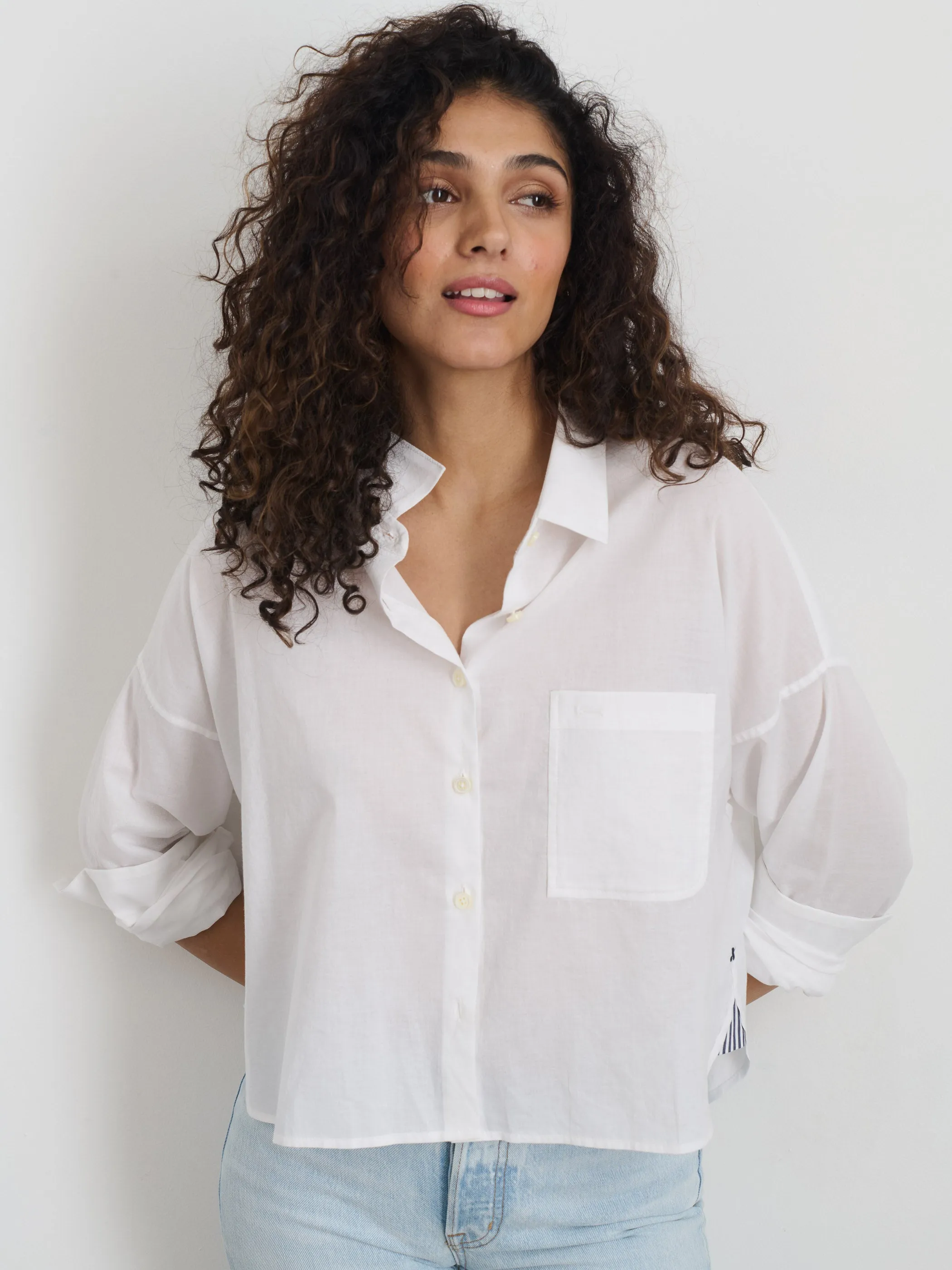 Cropped Jo Shirt in Cotton Voile sold by Alex Mill product image thumbnail 2
