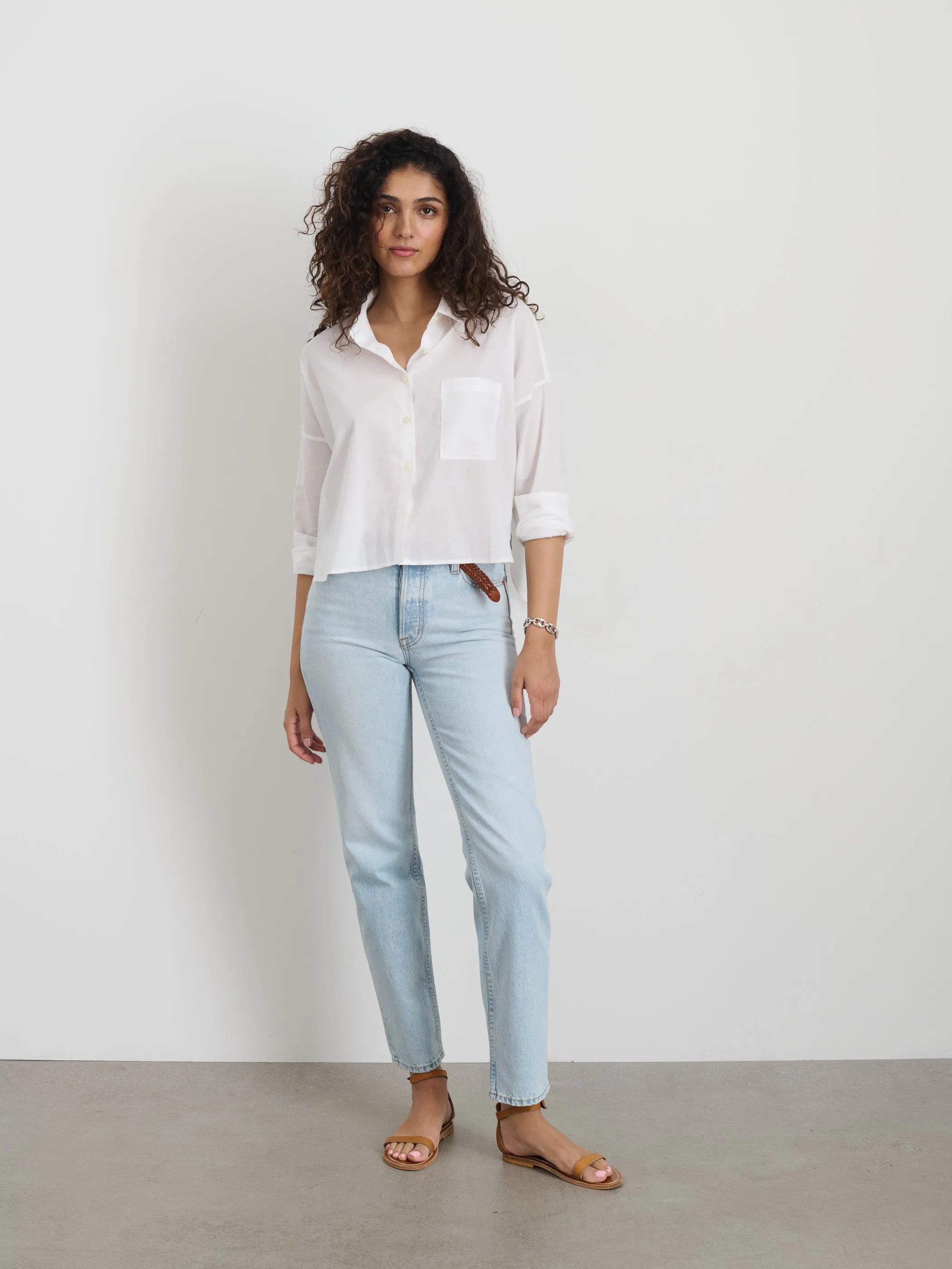 Cropped Jo Shirt in Cotton Voile sold by Alex Mill product image thumbnail 3