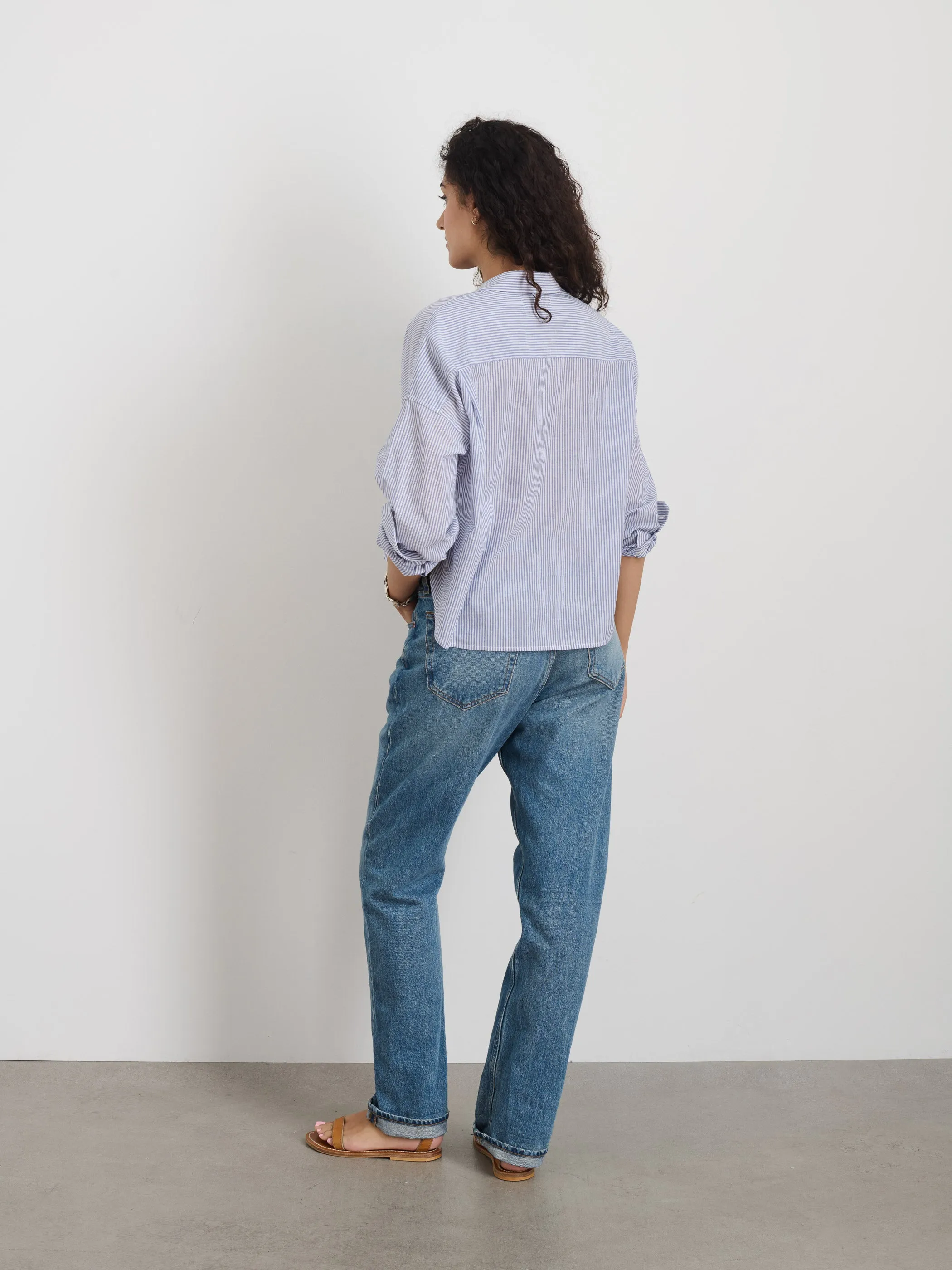 Cropped Jo Shirt in Striped Cotton Voile sold by Alex Mill product image thumbnail 5