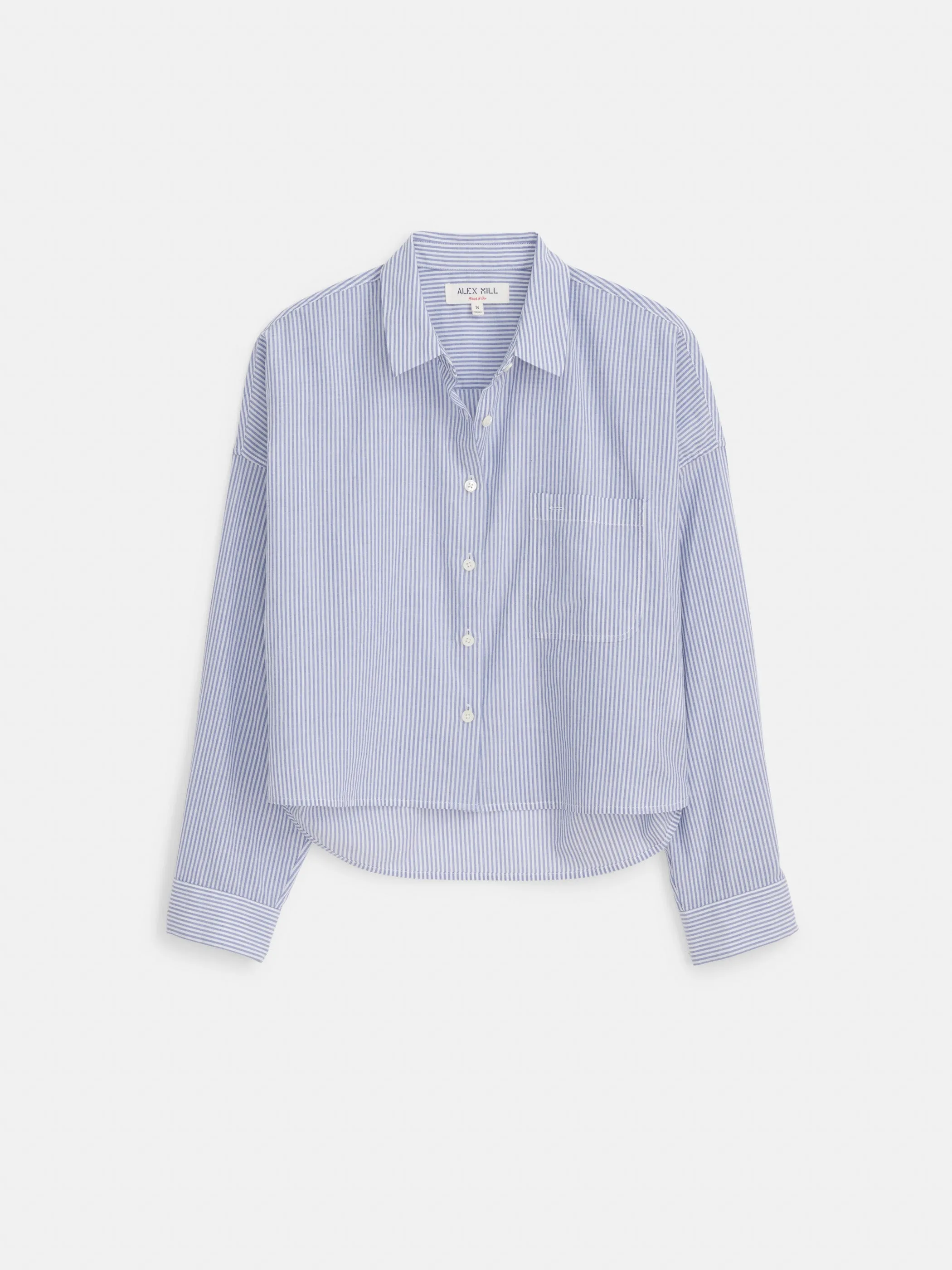 Cropped Jo Shirt in Striped Cotton Voile sold by Alex Mill