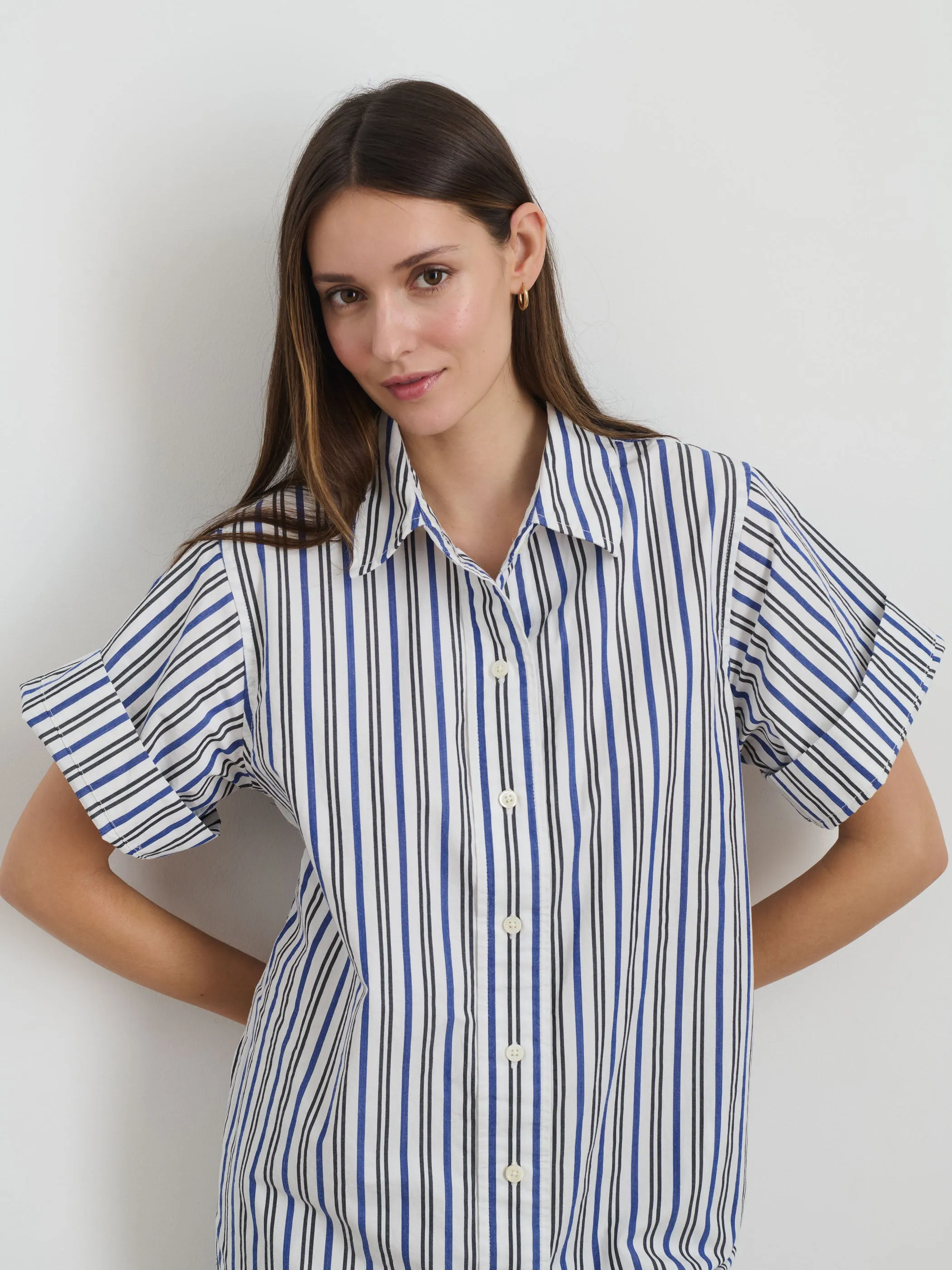 Julia Shirt Dress In Striped Cotton Poplin sold by Alex Mill product image thumbnail 3