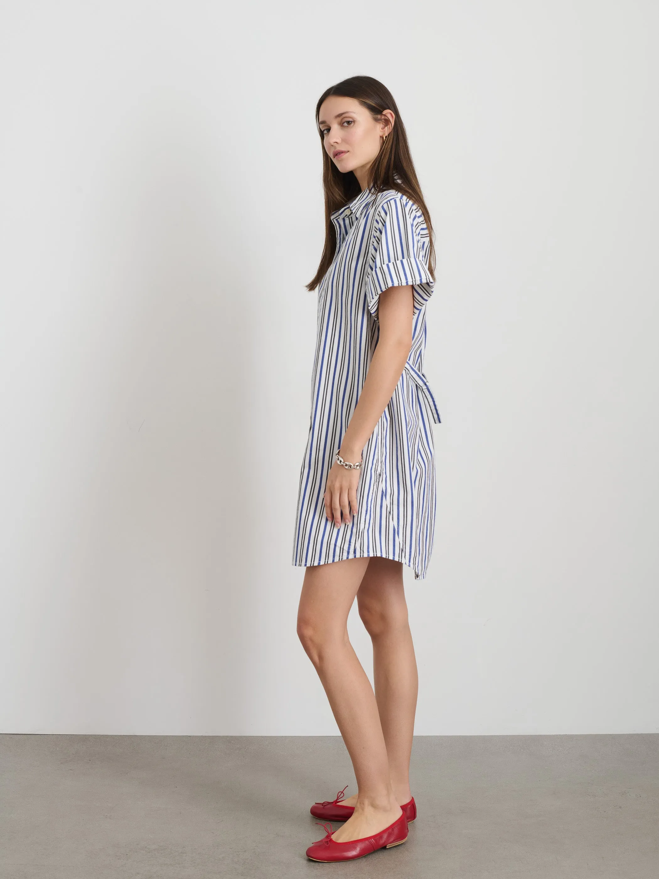 Julia Shirt Dress In Striped Cotton Poplin sold by Alex Mill product image thumbnail 4