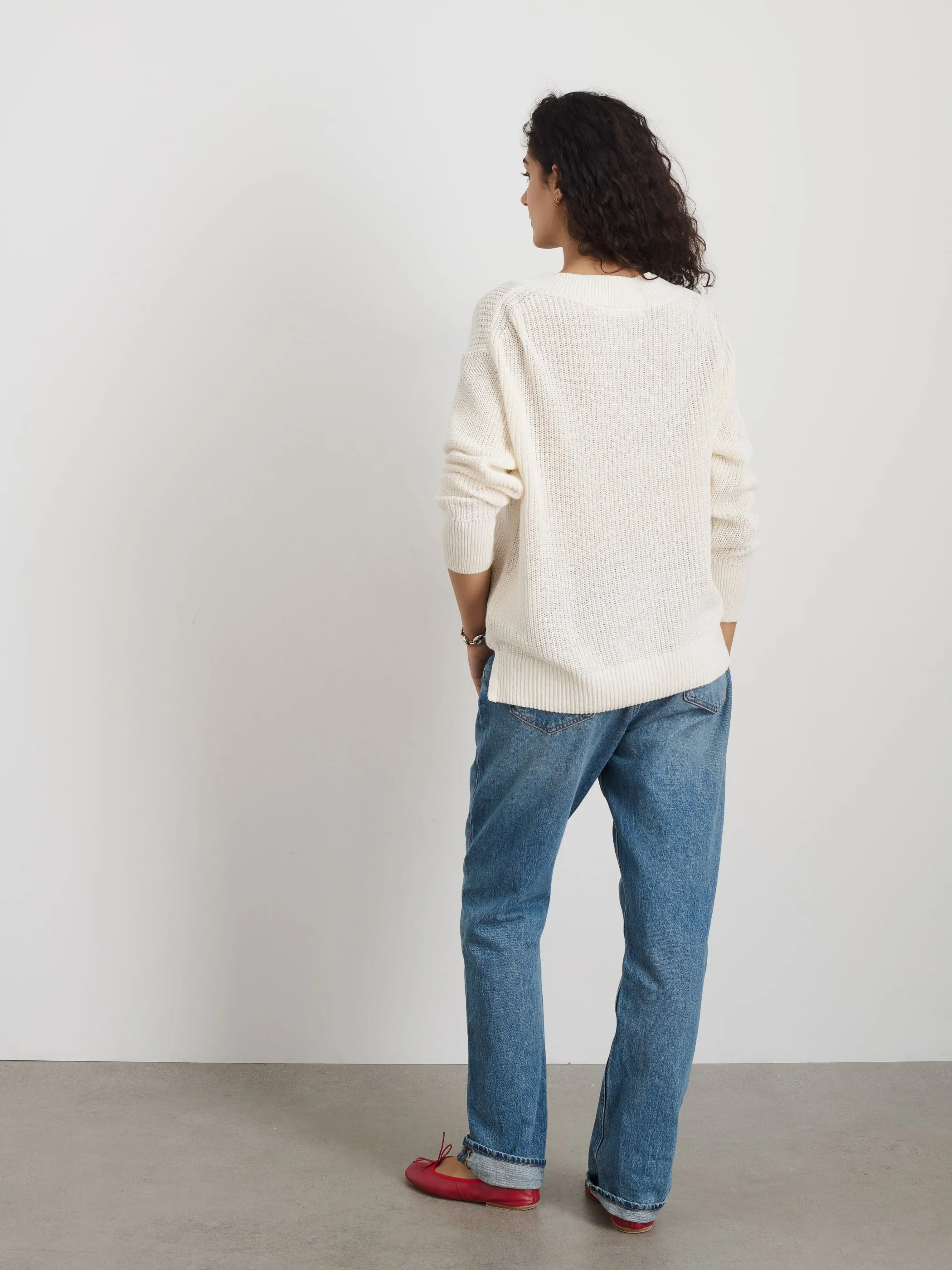 Arielle V Neck Sweater In Cotton Linen sold by Alex Mill product image thumbnail 5