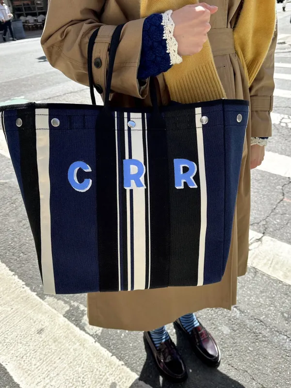 Painted Perfect Weekday Tote in Navy Cabana Stripe sold by Alex Mill