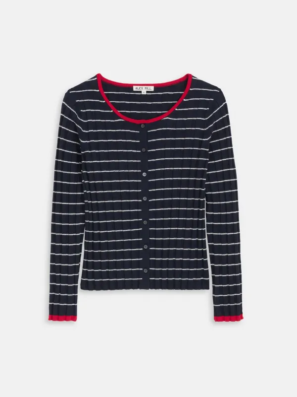 Cerise Ribbed Cardigan in Cotton Cashmere sold by Alex Mill