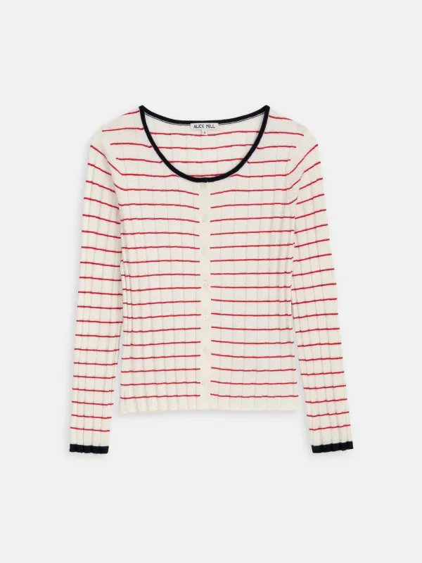 Cerise Ribbed Cardigan in Cotton Cashmere sold by Alex Mill