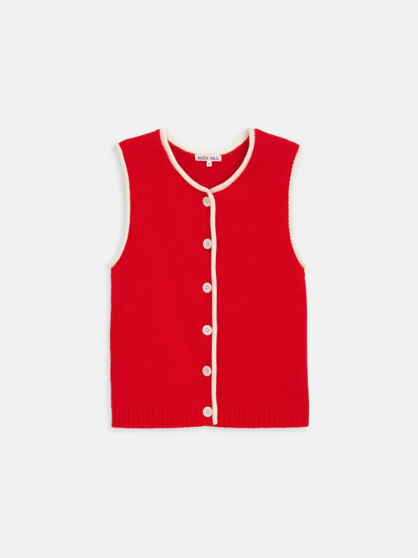 Bridget Tipped Vest in Cotton sold by Alex Mill
