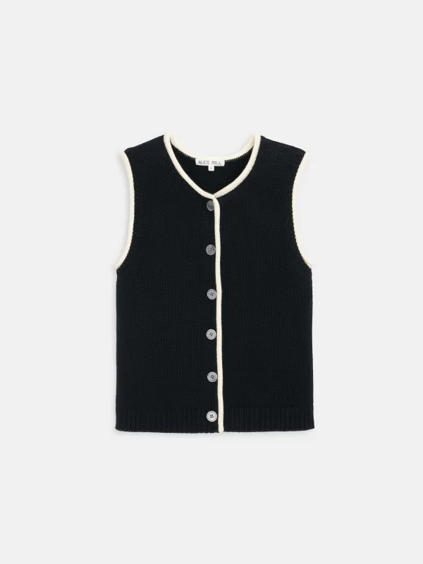 Bridget Tipped Vest in Cotton sold by Alex Mill