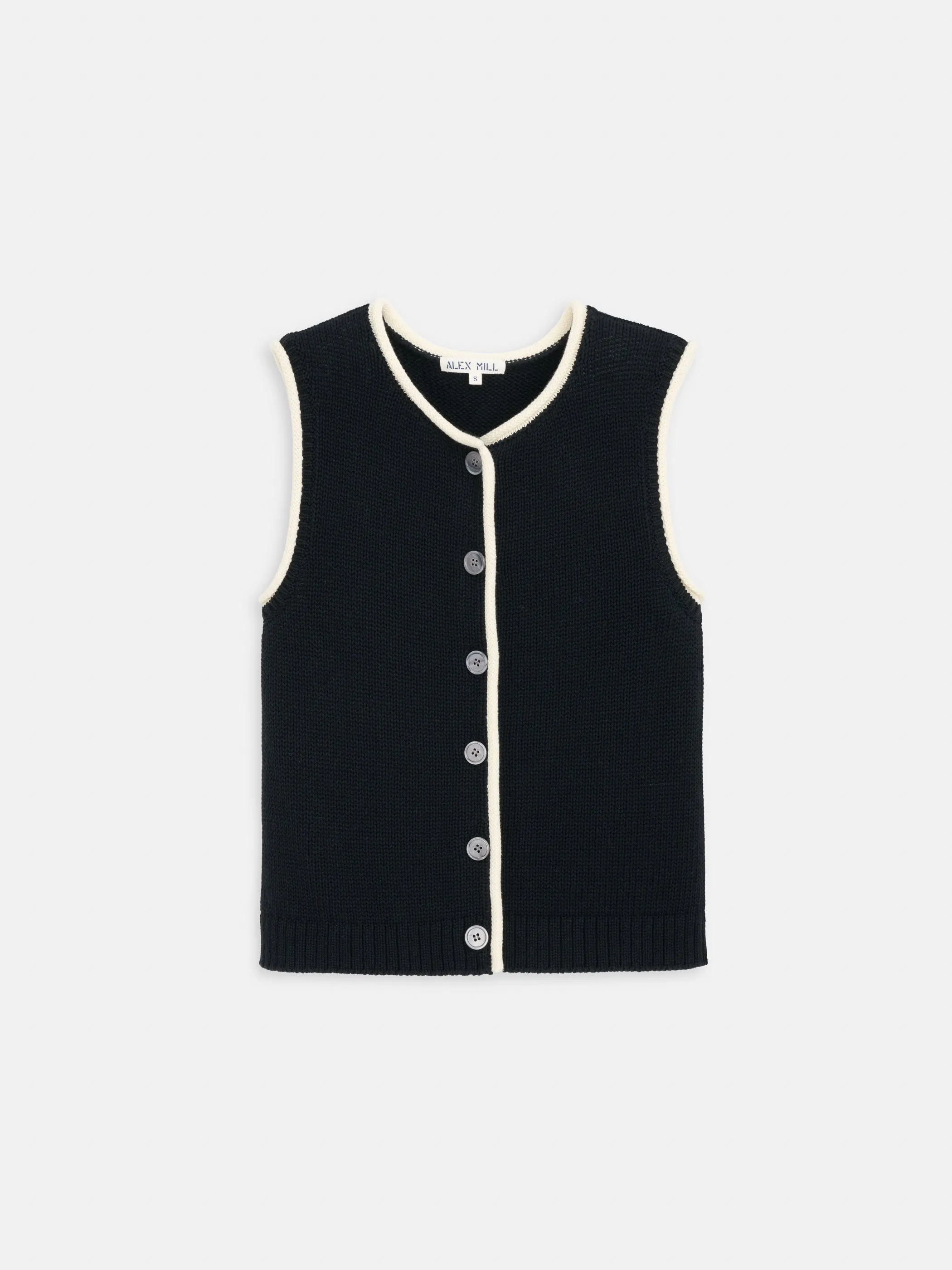 Bridget Tipped Vest in Cotton sold by Alex Mill
