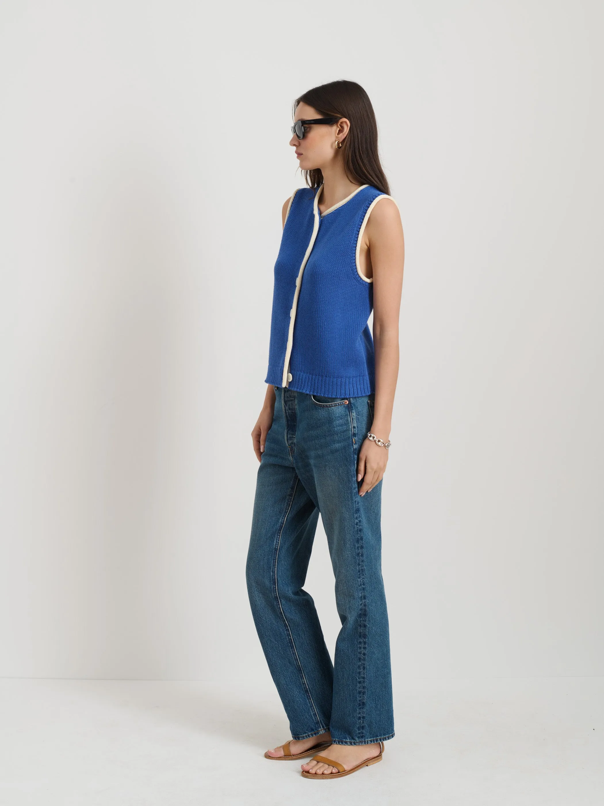 Bridget Tipped Vest in Cotton sold by Alex Mill product image thumbnail 4