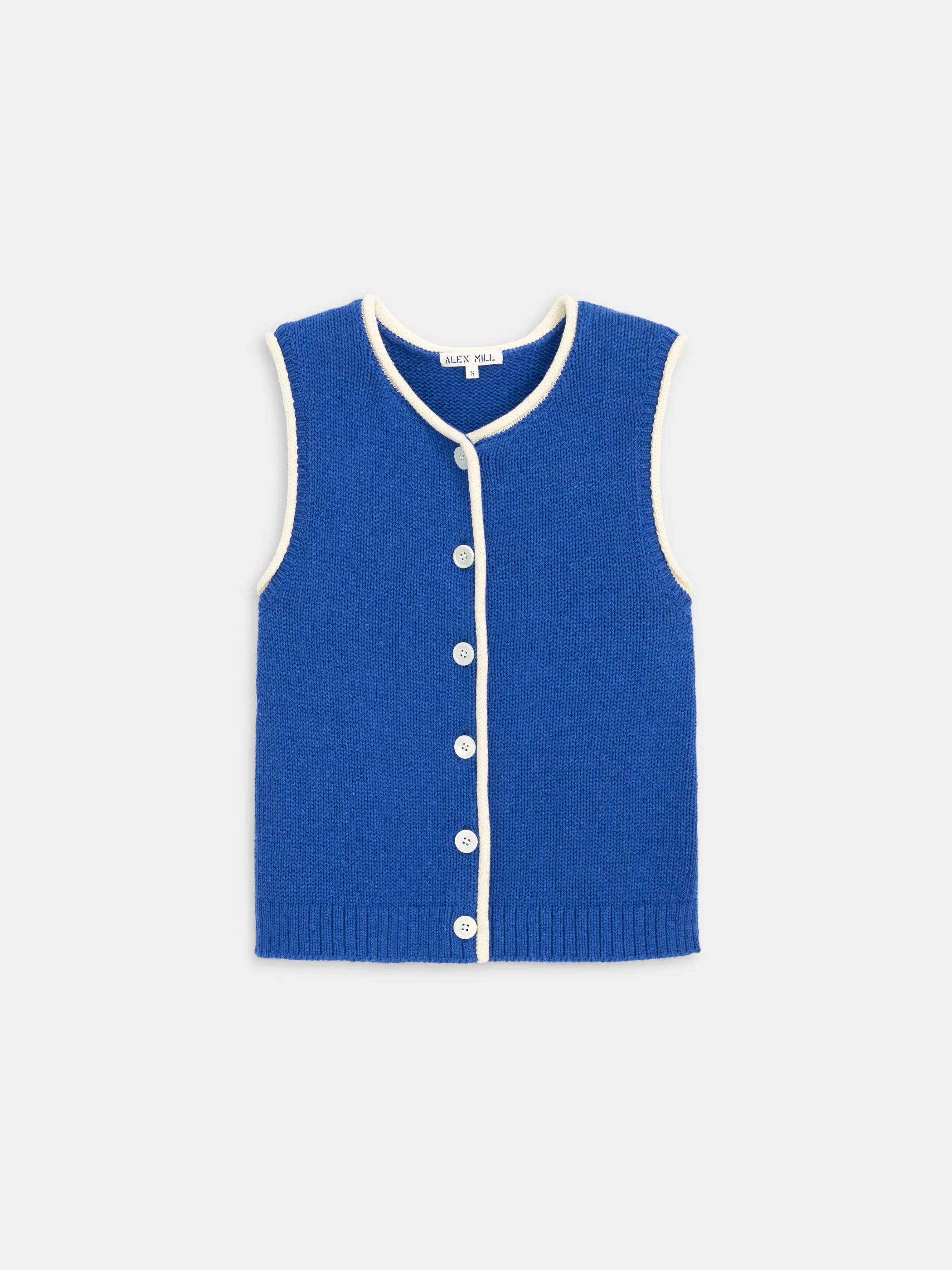 Bridget Tipped Vest in Cotton sold by Alex Mill