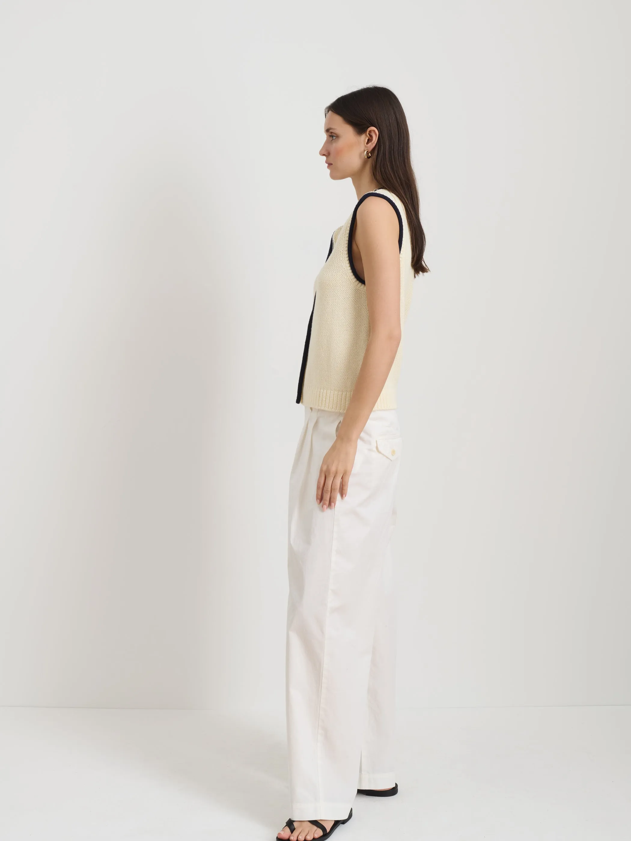 Bridget Tipped Vest in Cotton sold by Alex Mill product image thumbnail 4