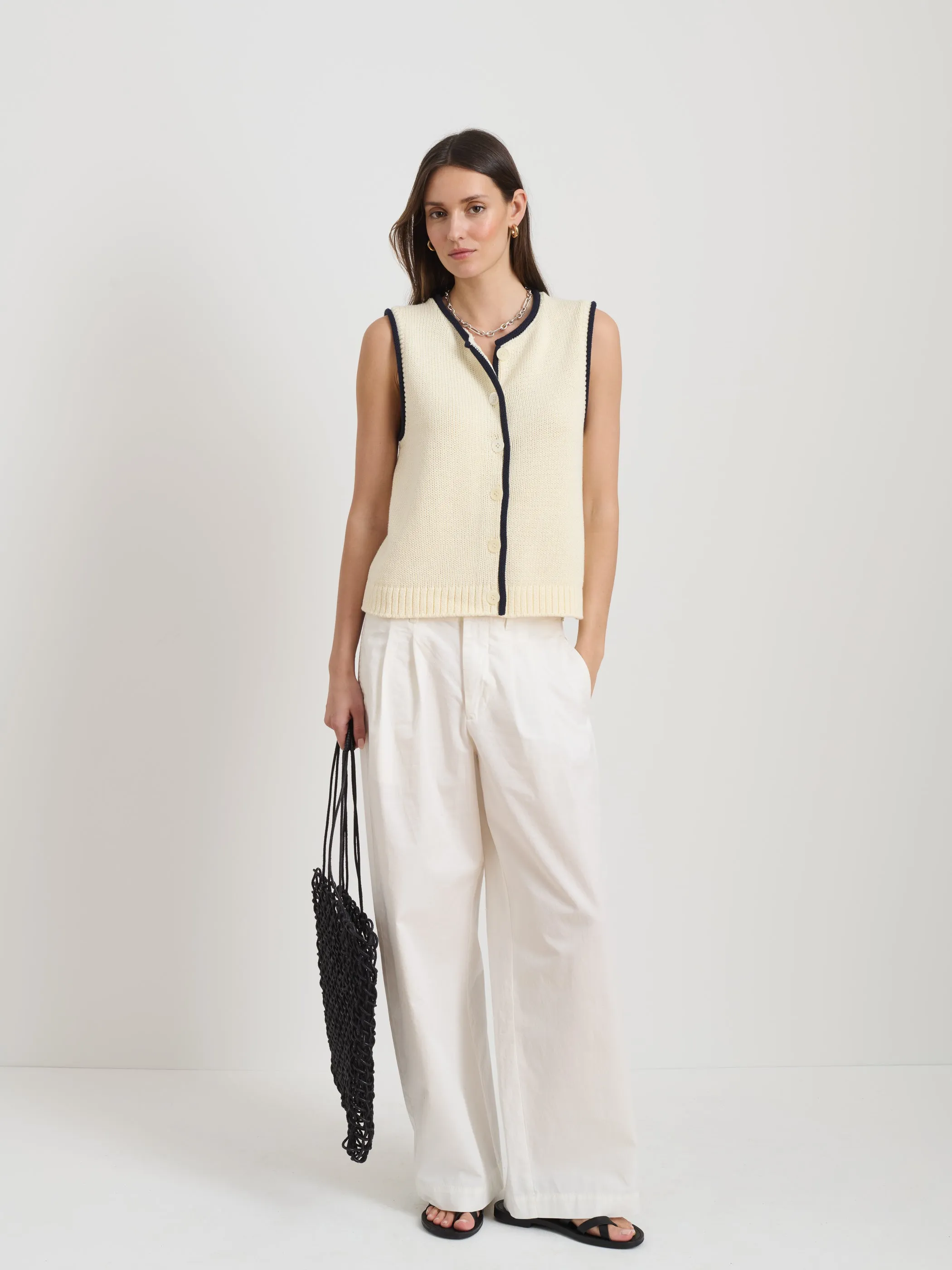 Bridget Tipped Vest in Cotton sold by Alex Mill product image thumbnail 3