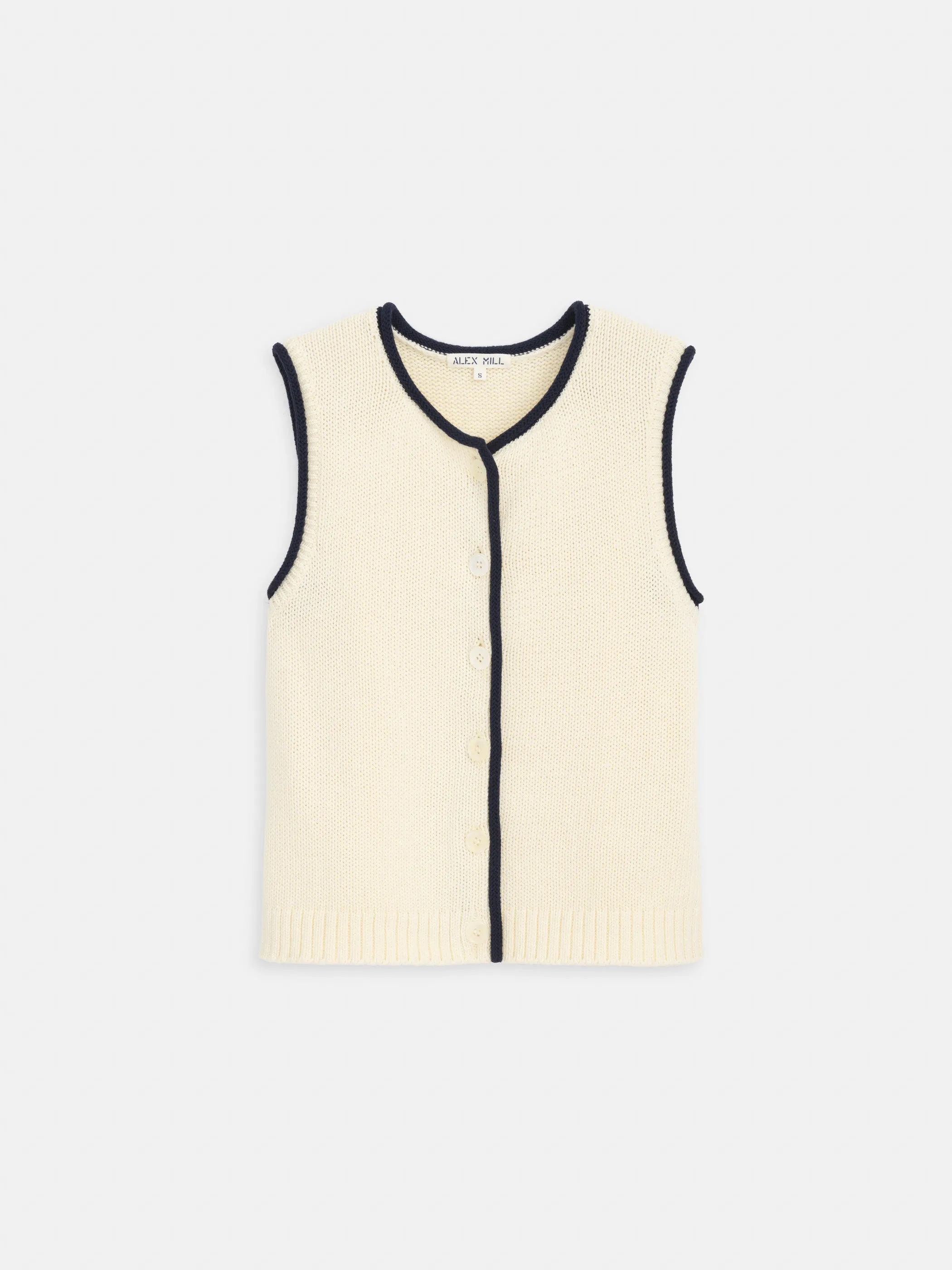 Bridget Tipped Vest in Cotton sold by Alex Mill