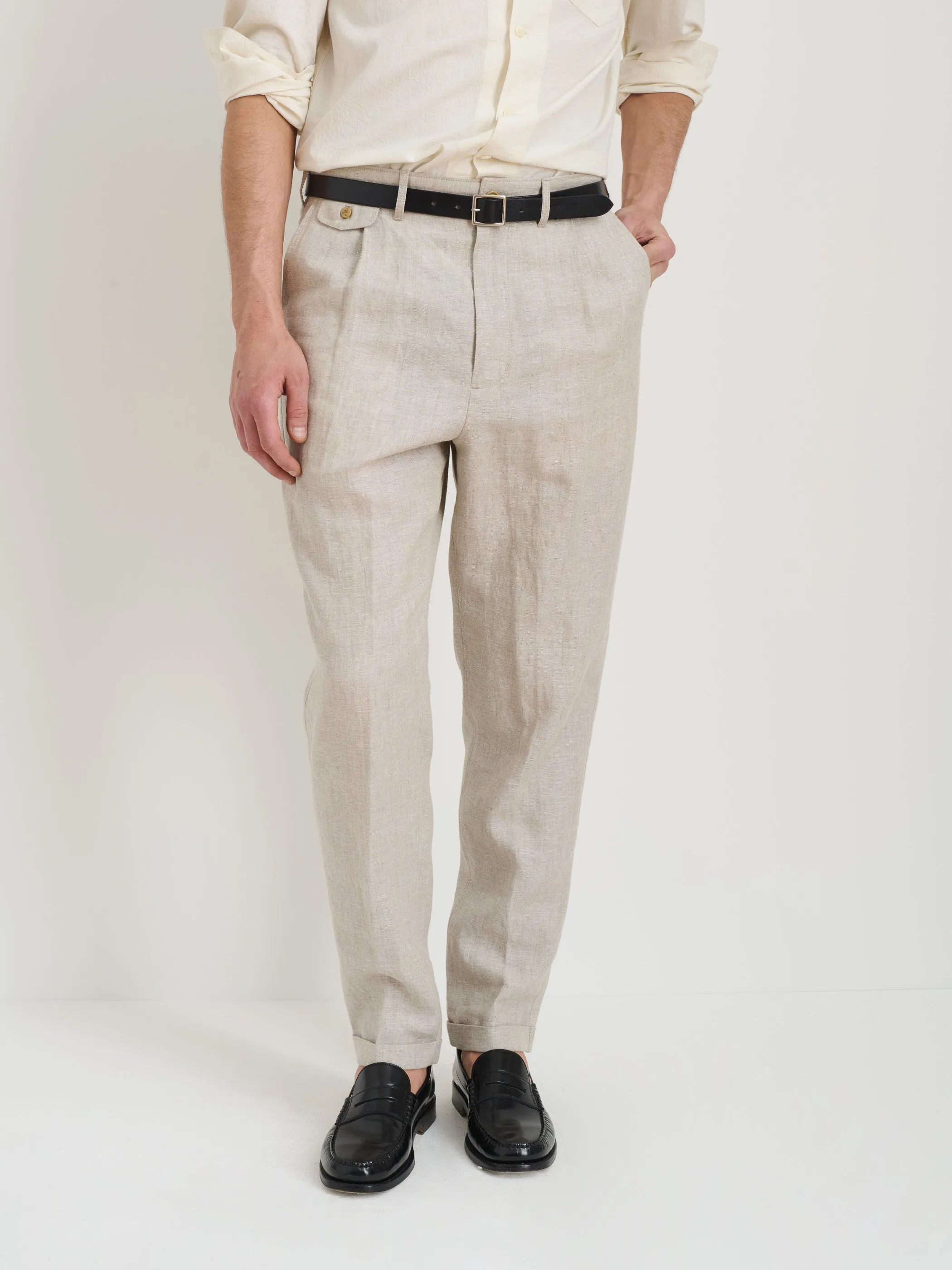 Standard Pleated Pant In Flax Linen sold by Alex Mill product image thumbnail 3