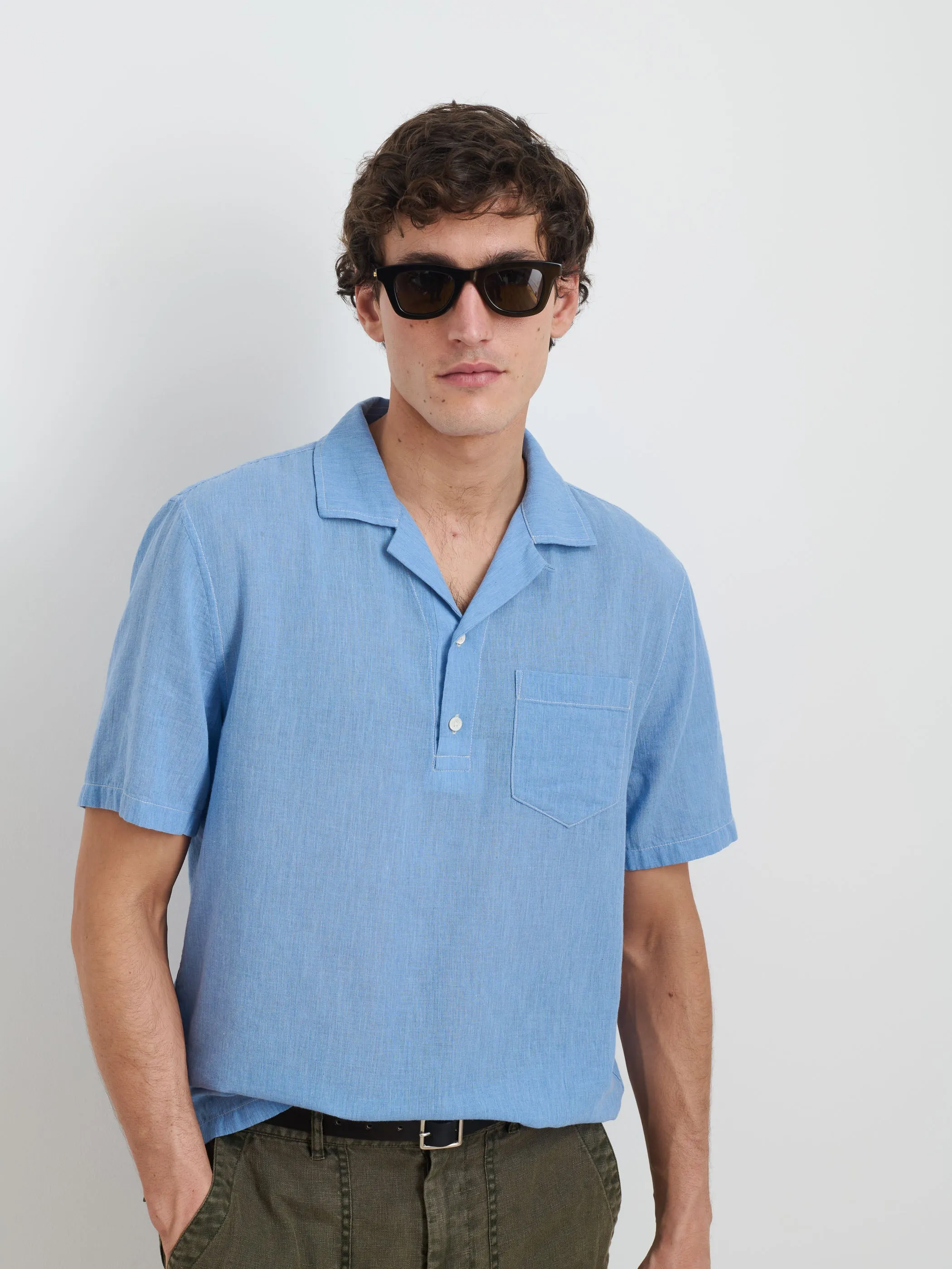 Som Short Sleeve Popover In Cotton Linen sold by Alex Mill product image thumbnail 2