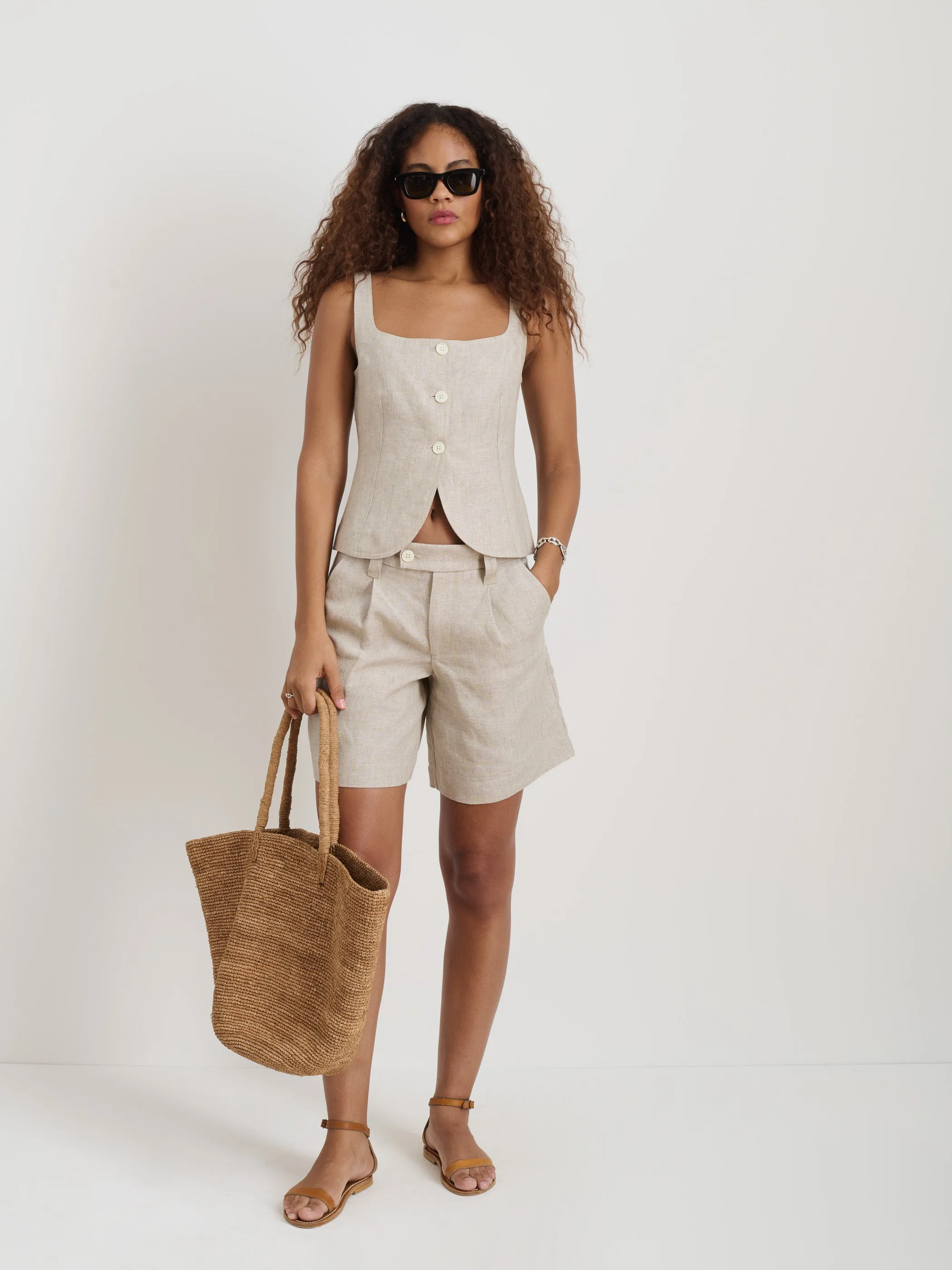 Luna Vest In Flax Linen sold by Alex Mill product image thumbnail 3