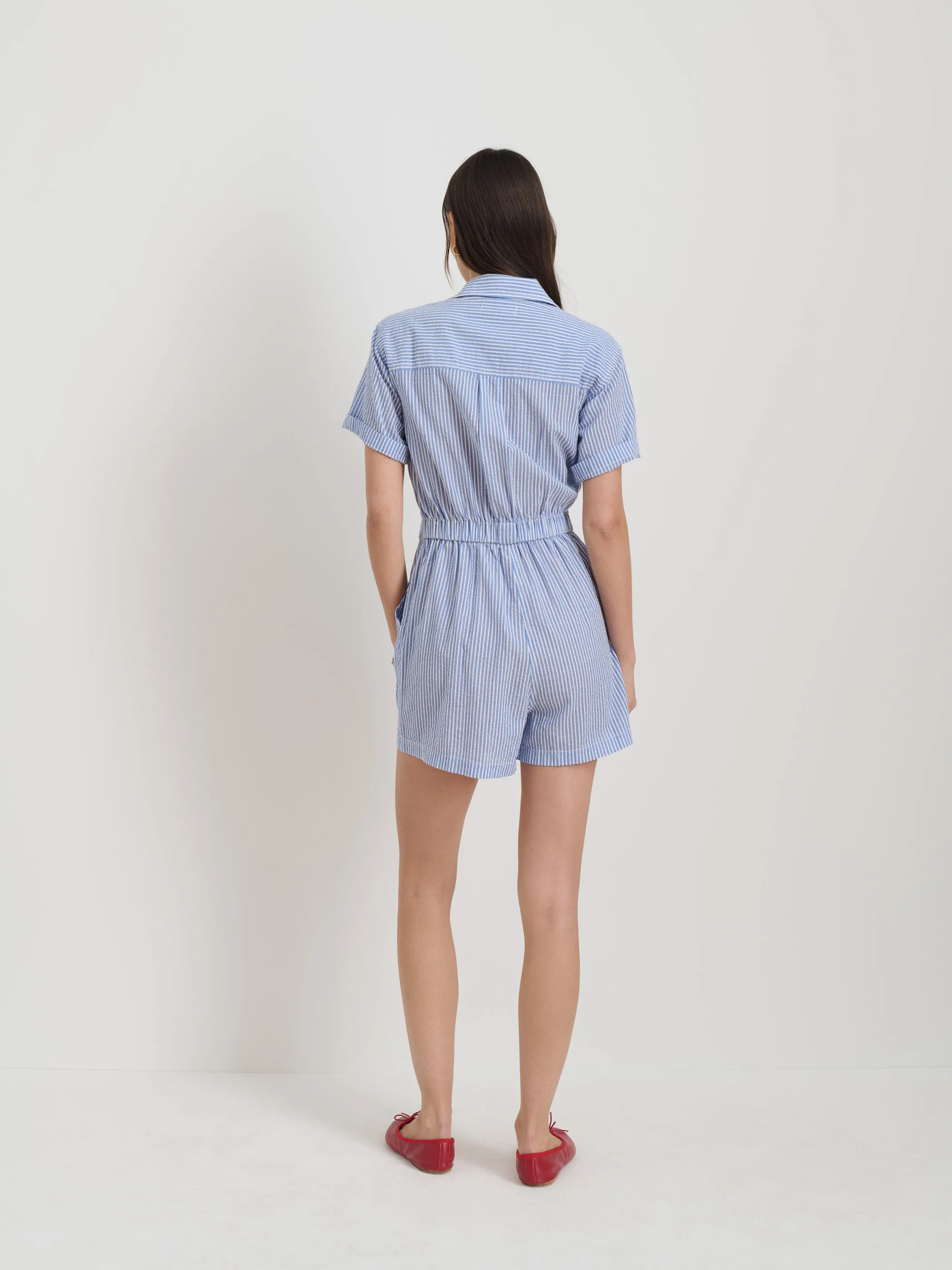 Cassi Romper In Seersucker sold by Alex Mill product image thumbnail 5