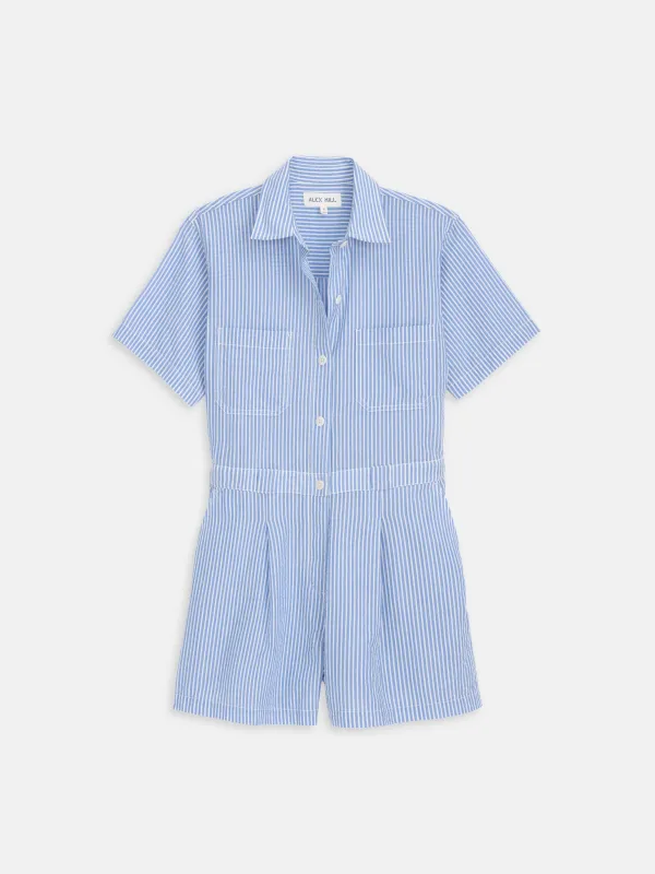 Cassi Romper In Seersucker sold by Alex Mill