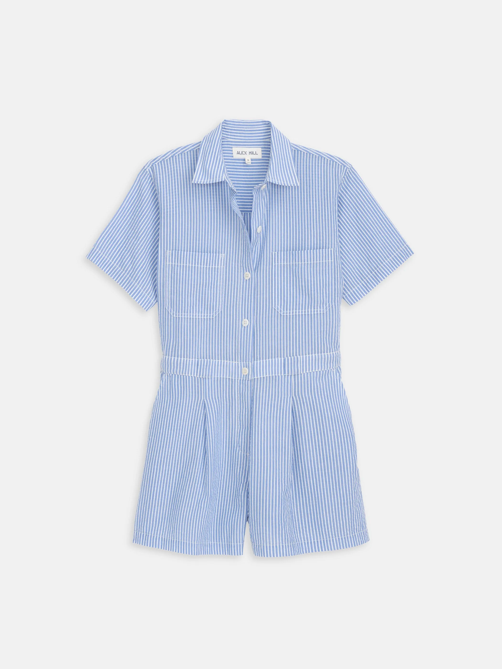 Cassi Romper In Seersucker sold by Alex Mill