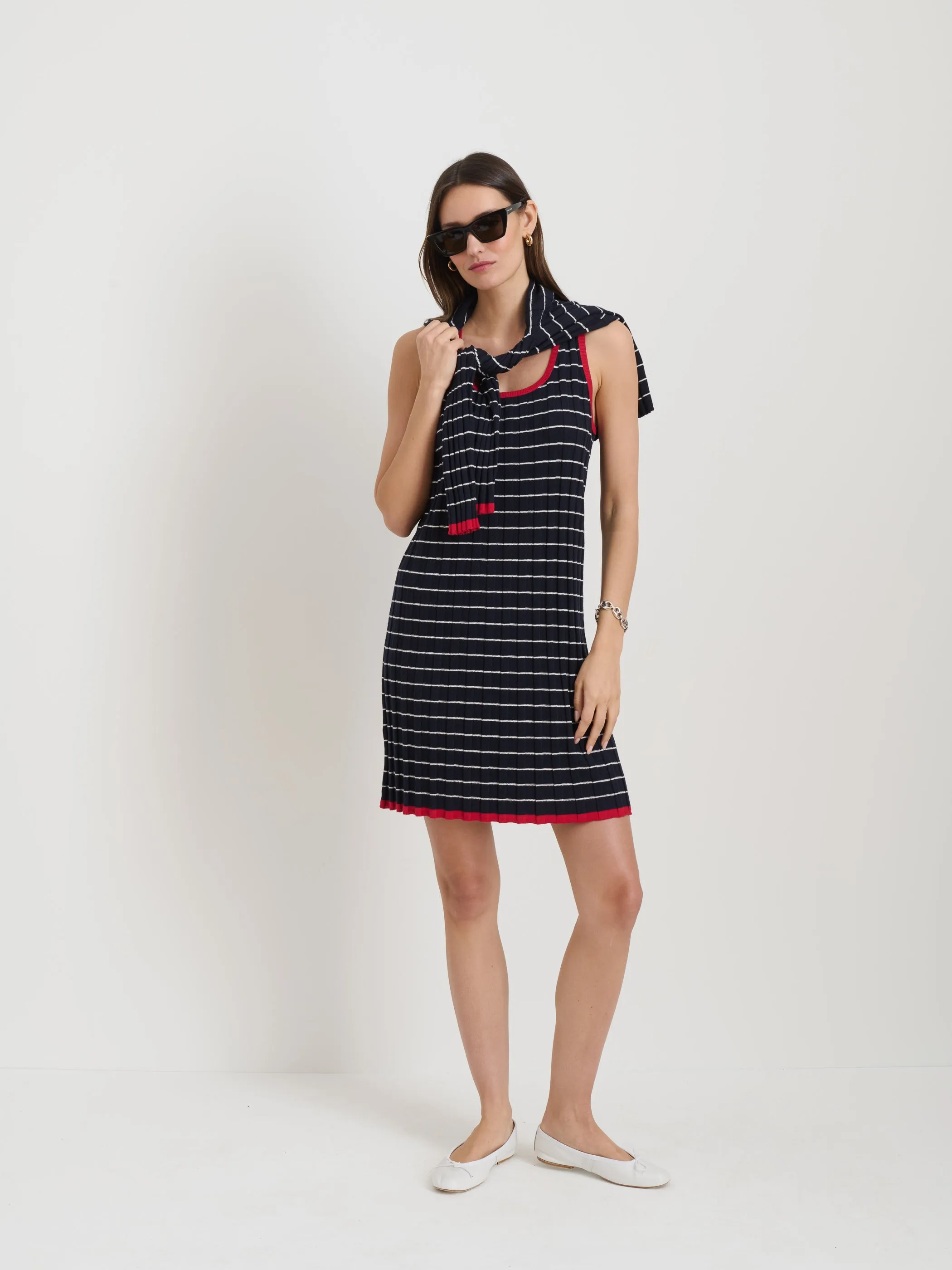 Cerise Striped Rib Dress in Cotton Cashmere sold by Alex Mill product image thumbnail 2