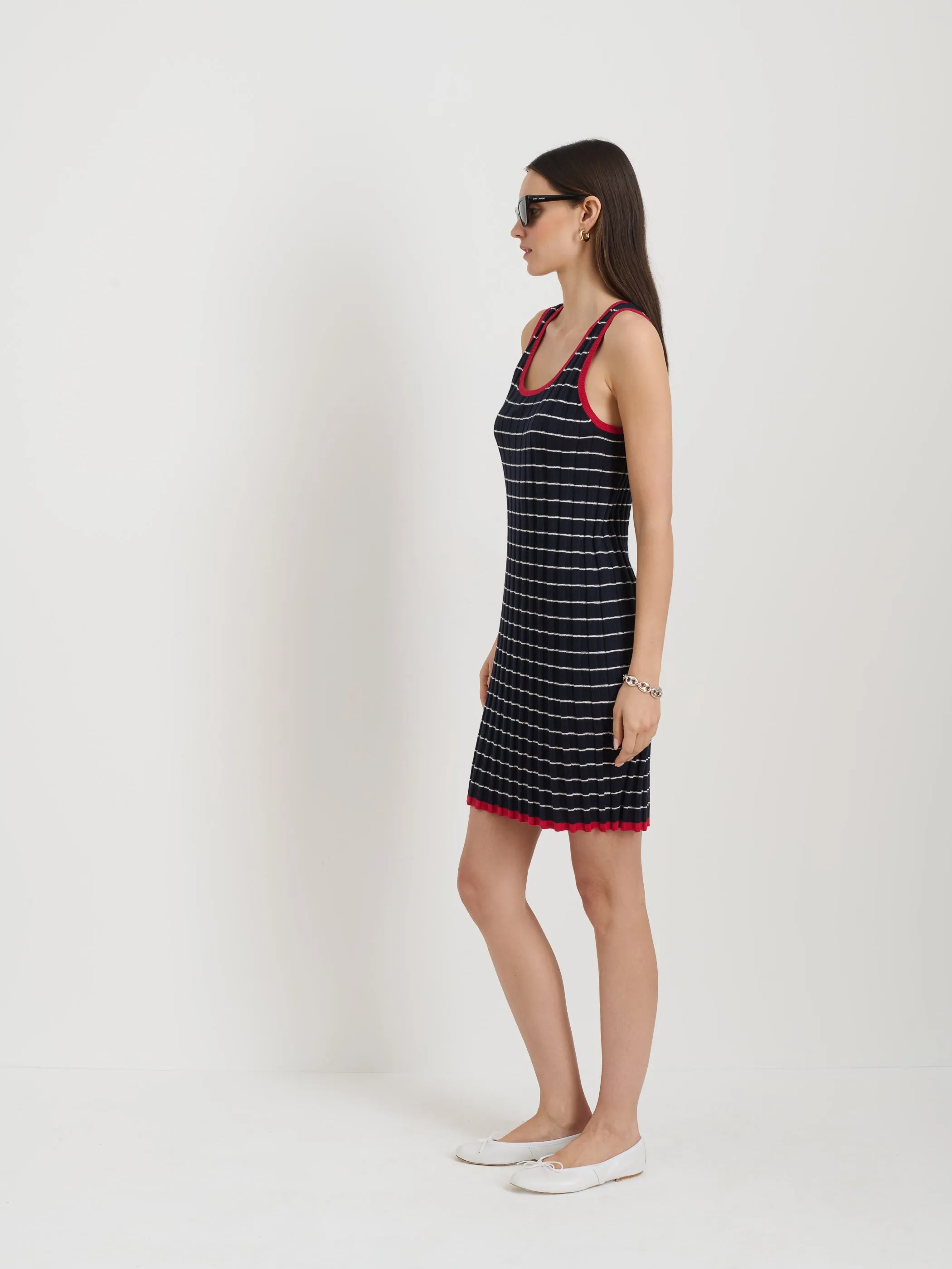 Cerise Striped Rib Dress in Cotton Cashmere sold by Alex Mill product image thumbnail 5