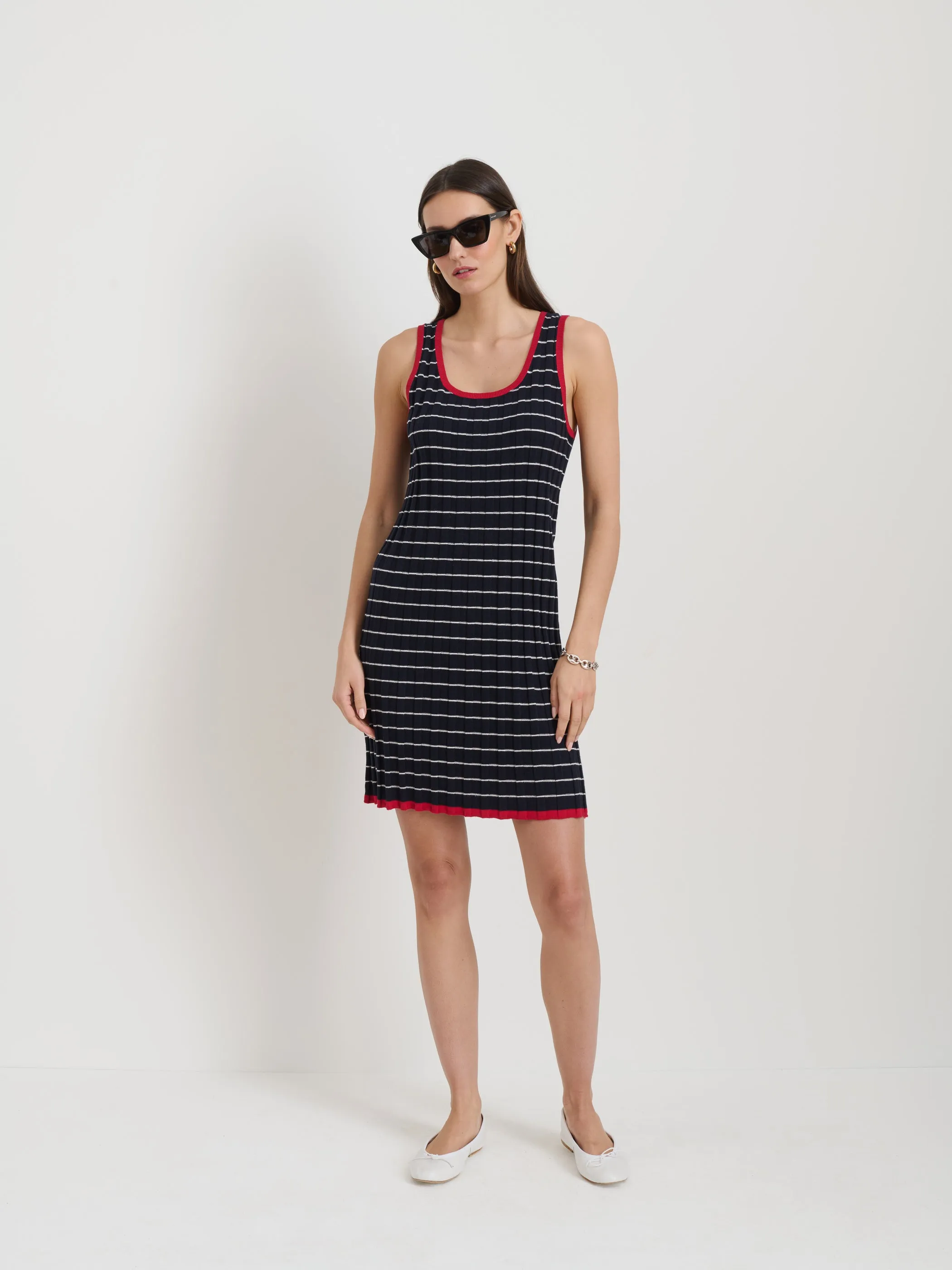 Cerise Striped Rib Dress in Cotton Cashmere sold by Alex Mill product image thumbnail 4