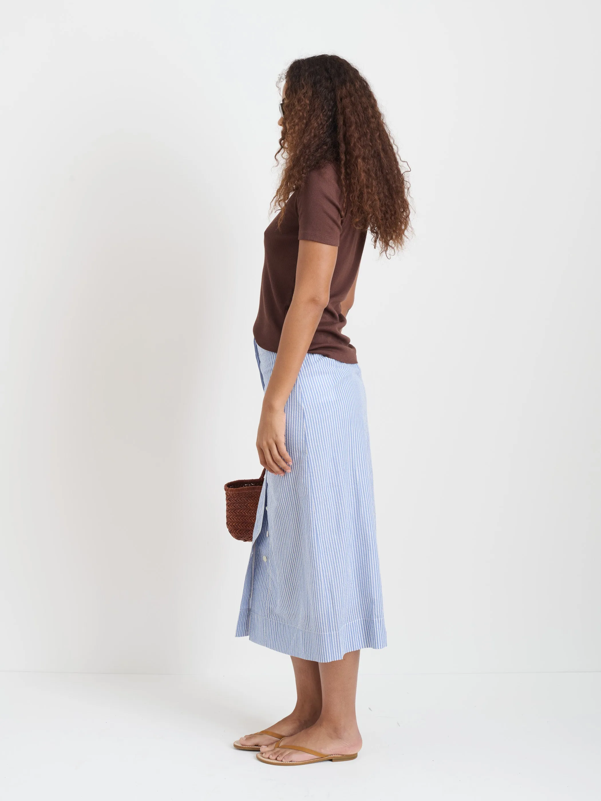 Button Front Skirt In Seersucker sold by Alex Mill product image thumbnail 4