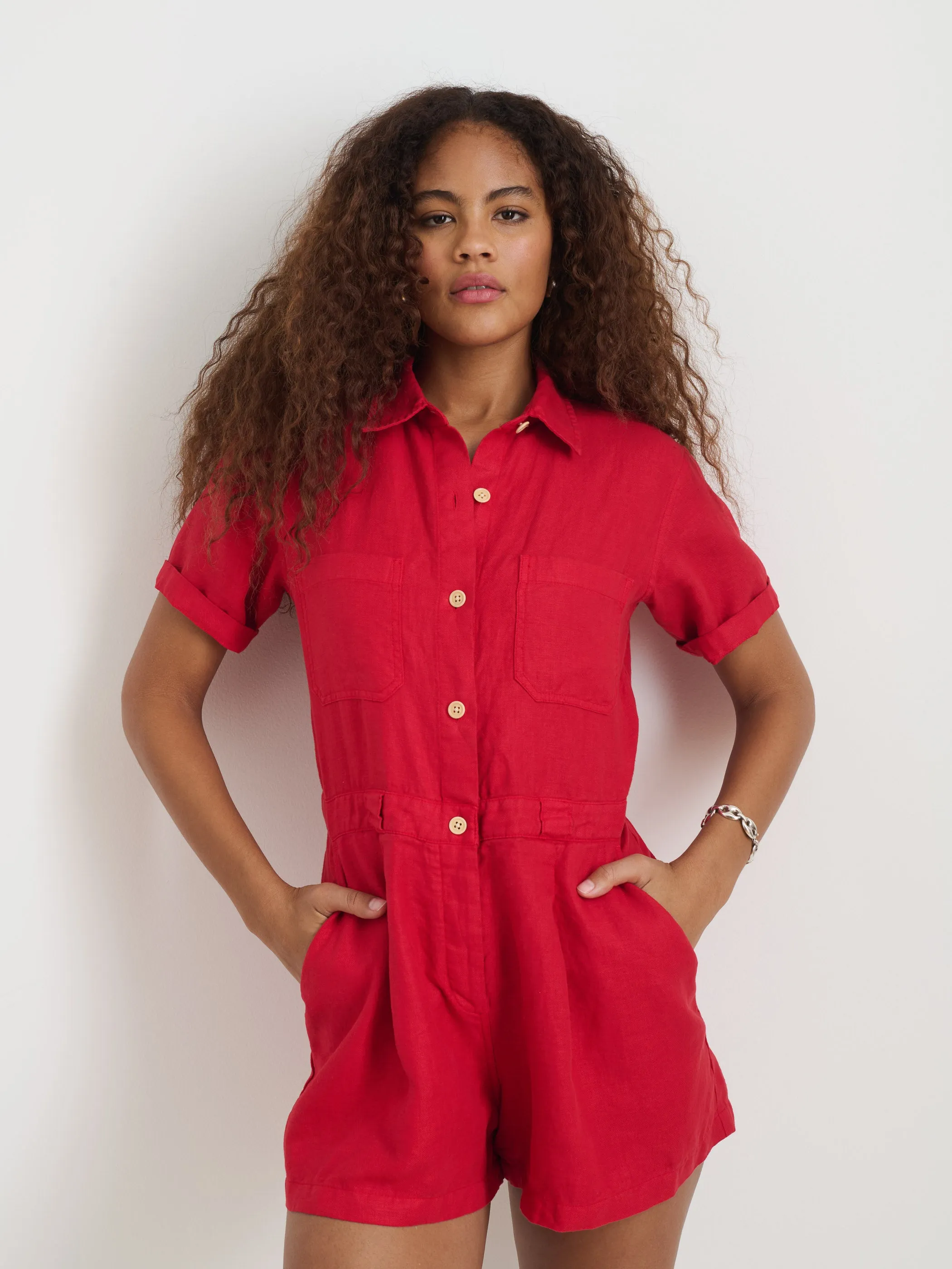 Cassi Romper In Linen sold by Alex Mill product image thumbnail 2