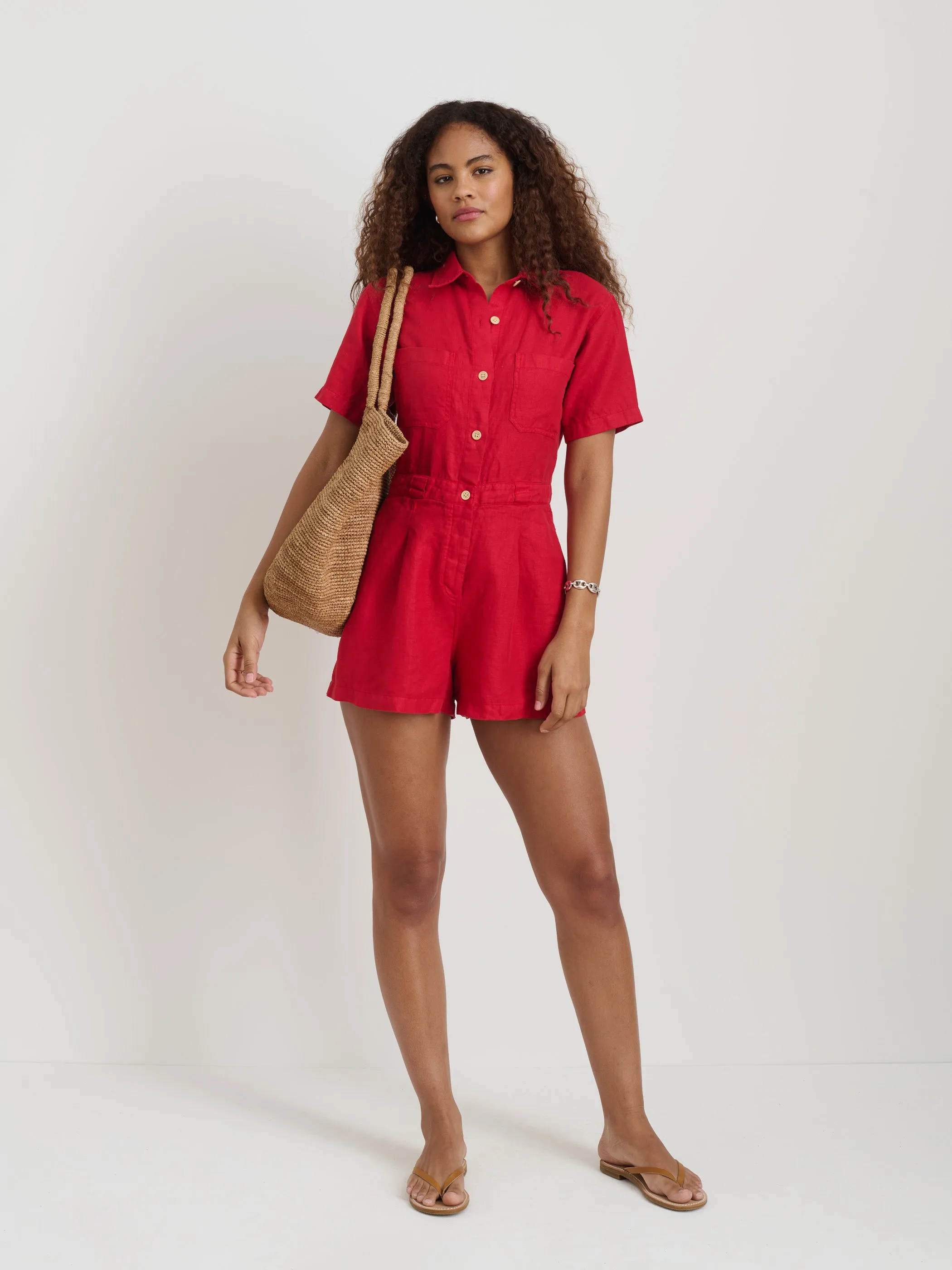 Cassi Romper In Linen sold by Alex Mill product image thumbnail 3
