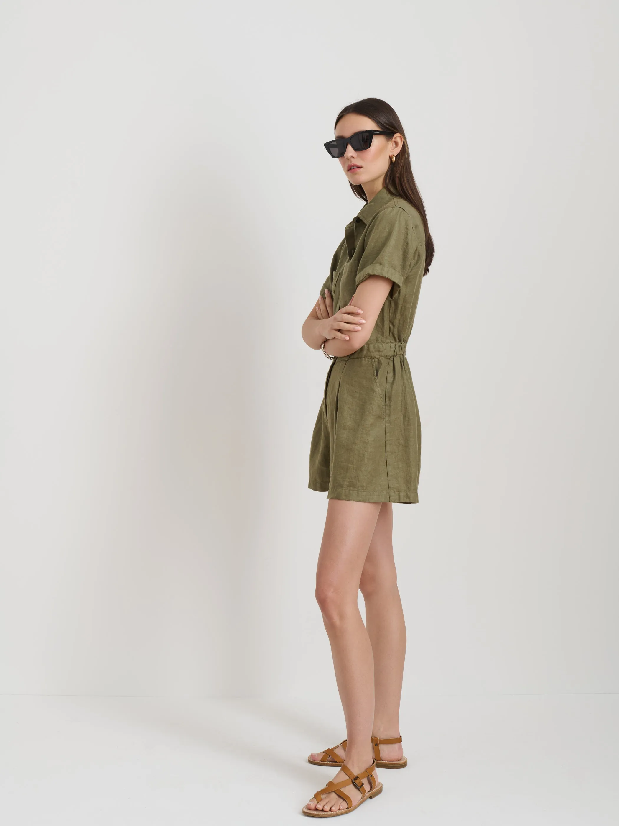 Cassi Romper In Linen sold by Alex Mill product image thumbnail 4