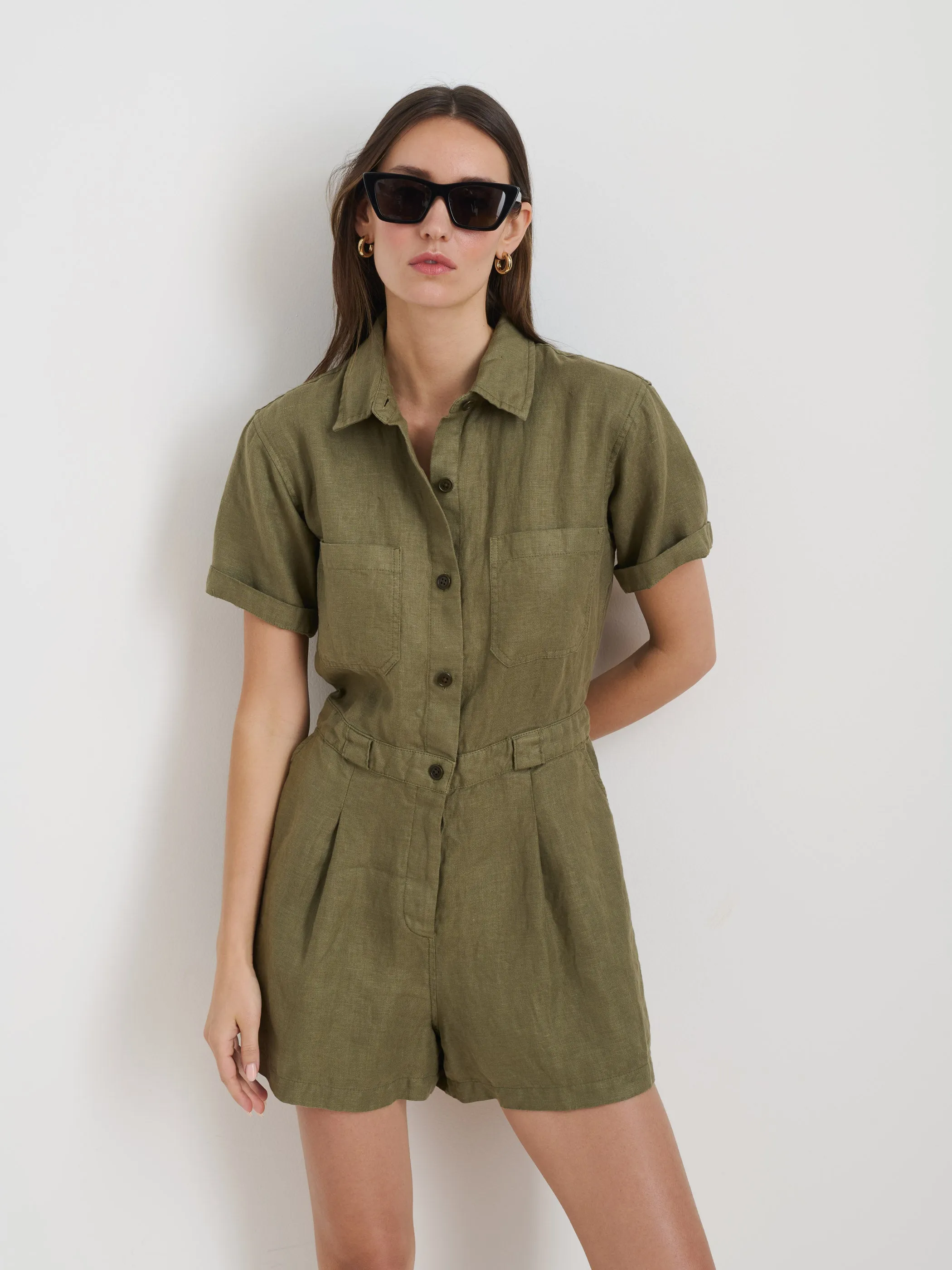 Cassi Romper In Linen sold by Alex Mill product image thumbnail 3